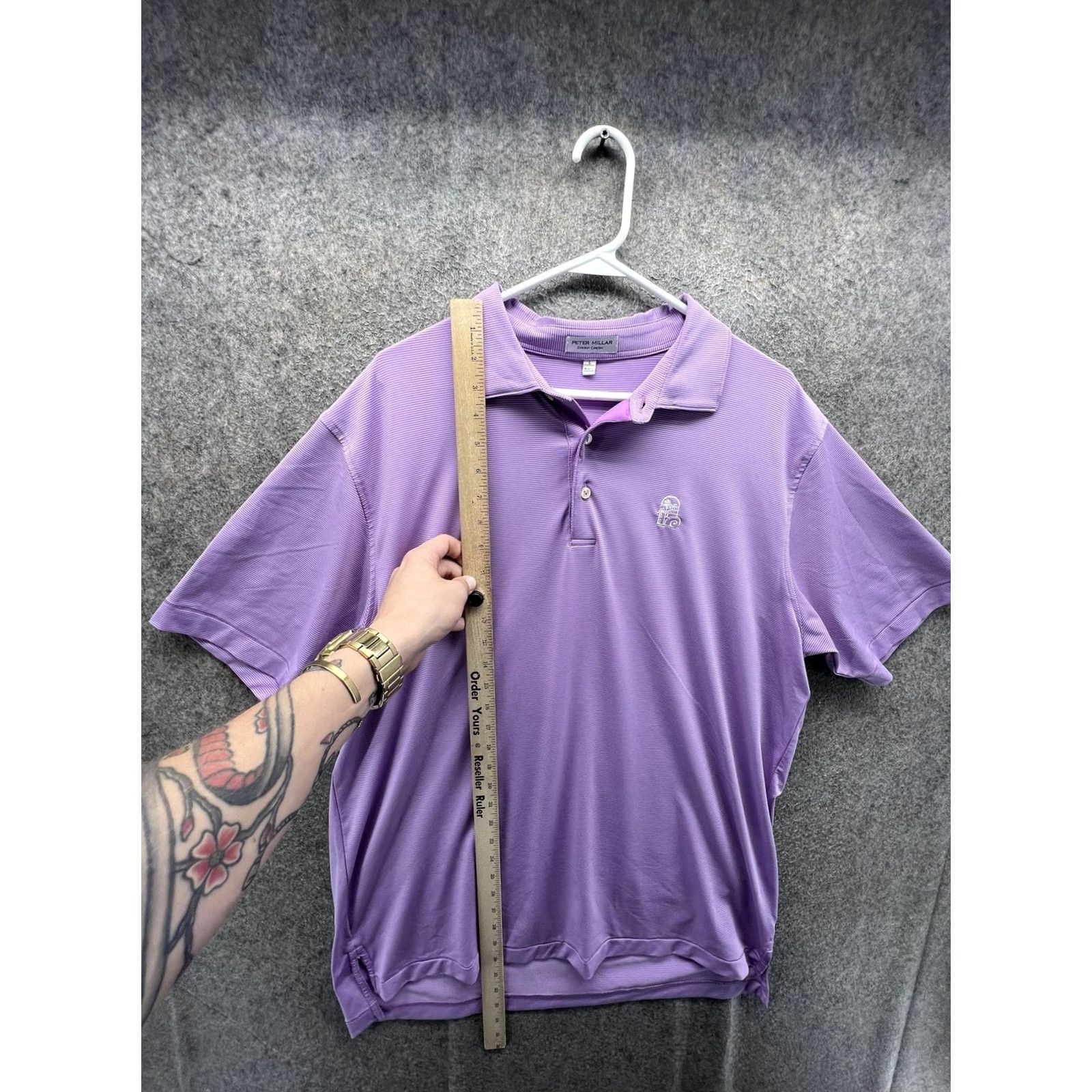 Peter Millar Peter Millar Summer Comfort Polo Shirt Mens Large Purple Stripe Golf Performance Shirt Size US L / EU 52-54 / 3 - 5 Thumbnail