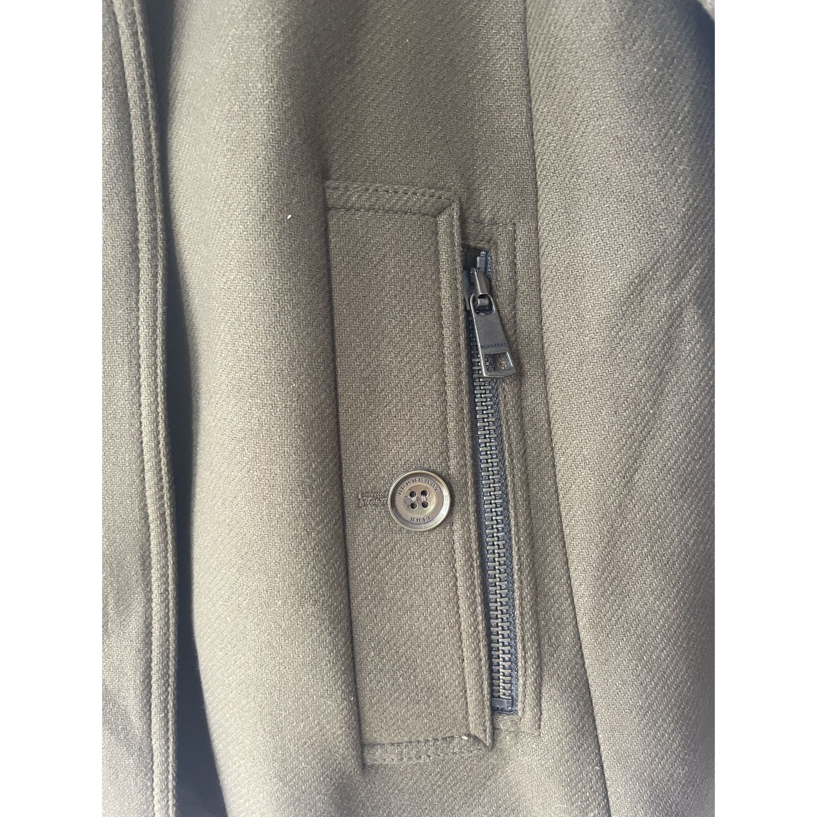 Burberry Burberry Olive Green Button & Zip Wool Blend Jacket Size L / US 10 / IT 46 - 7 Thumbnail