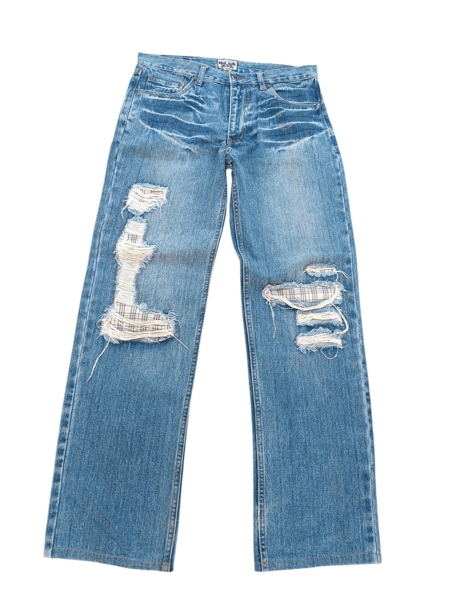 RARE🔥JAPANESE DISTRESSED NYLAUS JEANS WHISKERS FADED E208