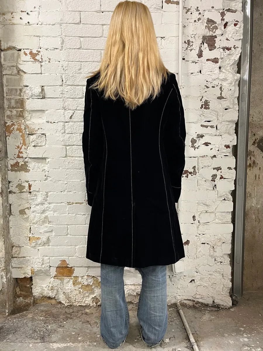 Vintage Plein Sud Black Velvet Contrast Stitch Coat Size L / US 10 / IT 46 - 3 Thumbnail