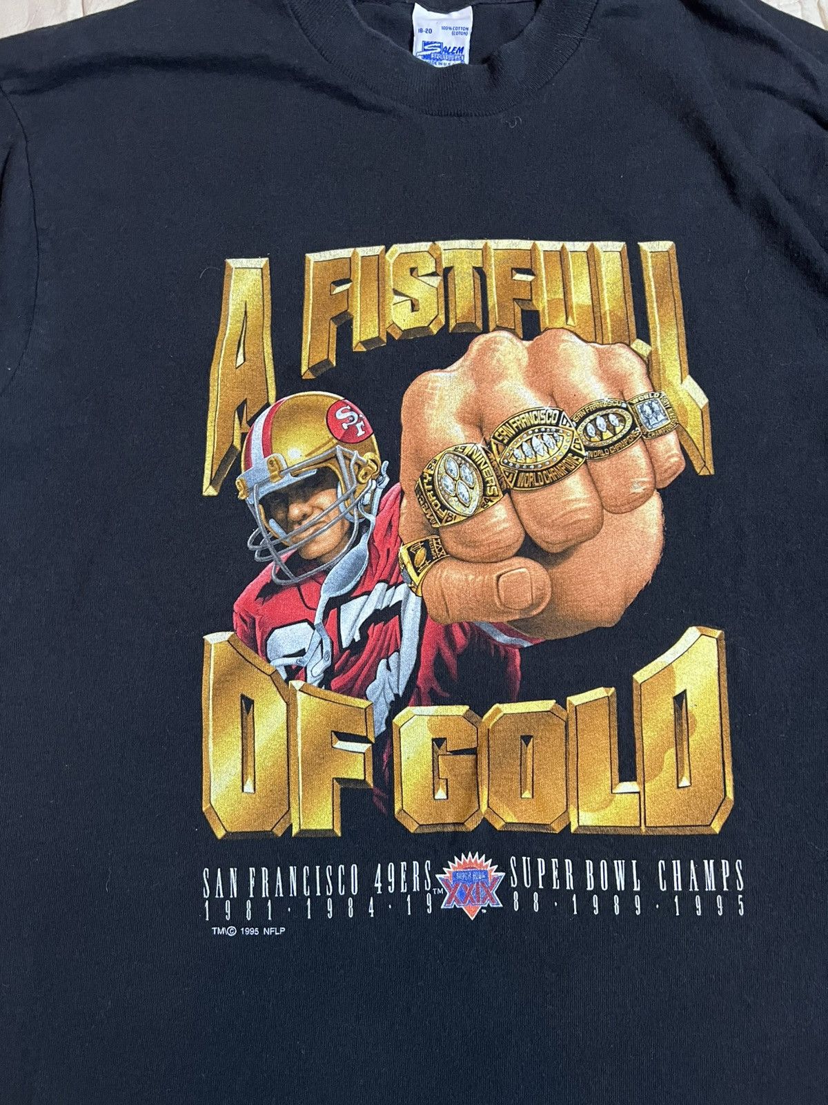 Salem Sportswear 1995 Vintage San Francisco 49ers Fistfull Of Gold T-shirt Size US M / EU 48-50 / 2 - 2 Thumbnail