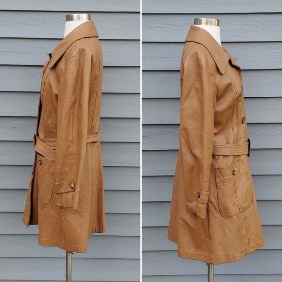 Vintage Vintage 70s Boho Camel Tan Honey Leather Button Front Jacket Size S / US 4 / IT 40 - 2 Thumbnail