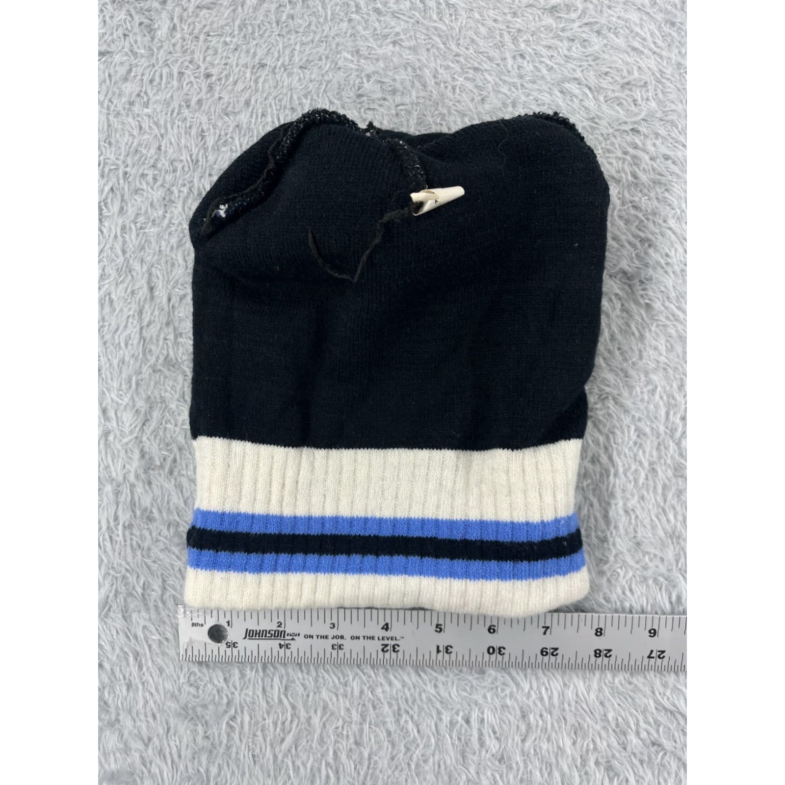 Vintage Baltimore Beanie Toque Adult One Size Blue White Stripe Knit Acrylic Ski Pom Beanie Mens Winter Size ONE SIZE - 6 Thumbnail