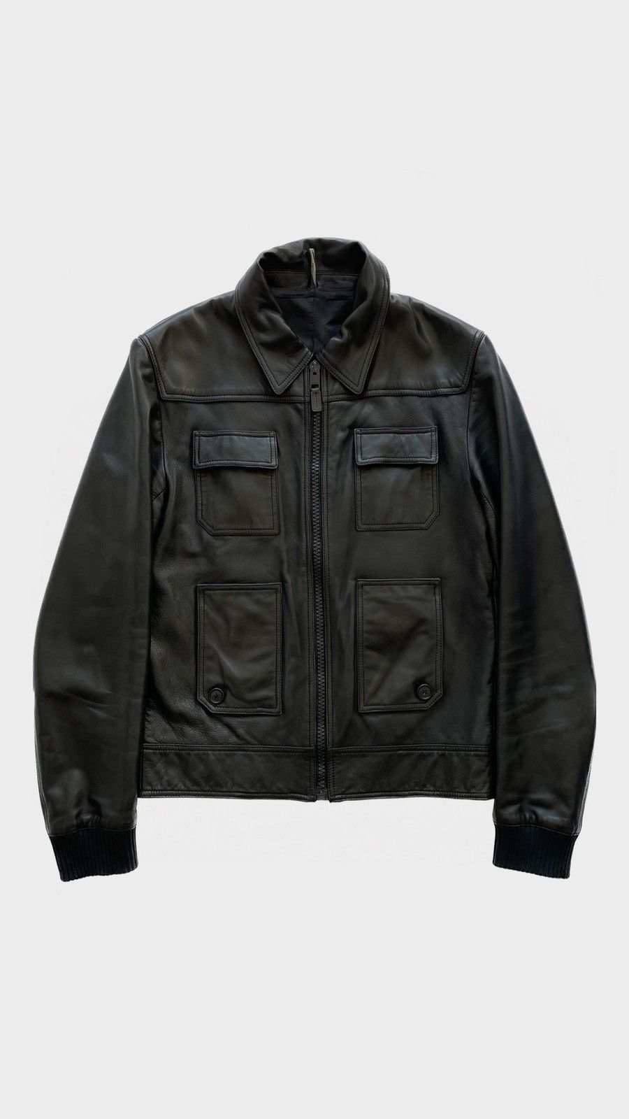 image of Dior Homme Ss07 Leather Jacket in Black, Men's (Size Medium)