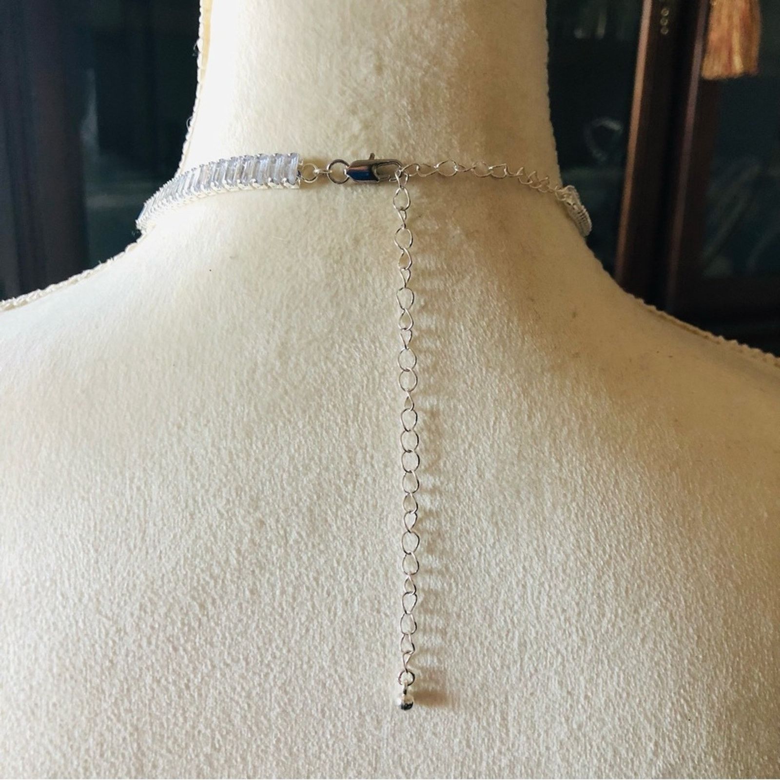 Jewelry Ladies clear baguette silver plated tennis necklace Size ONE SIZE - 14 Thumbnail