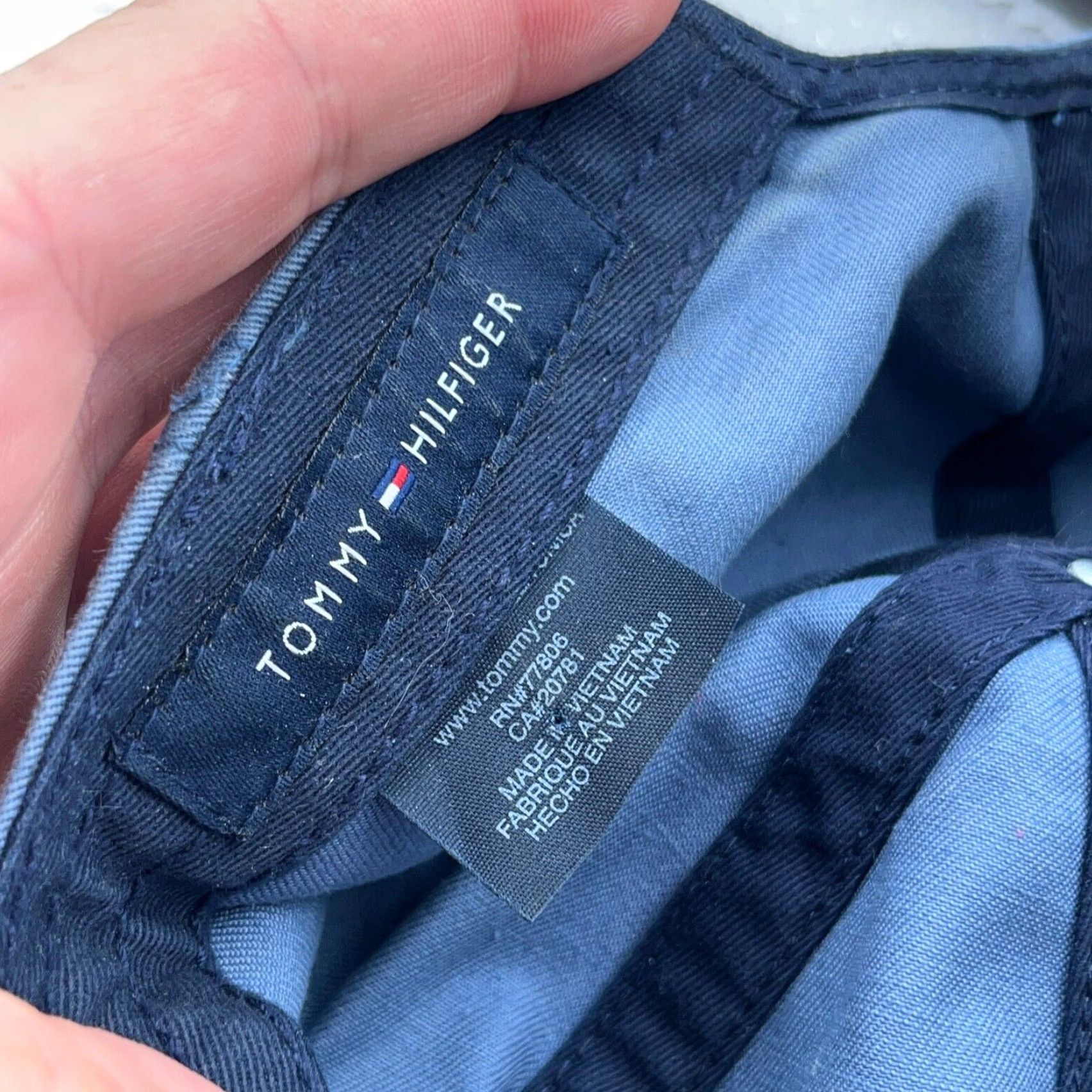 Tommy Hilfiger Tommy Hilfiger Hat Cap Leather Strap Back Blue Spell Out Dad Baseball Twill Y2K Size ONE SIZE - 6 Thumbnail
