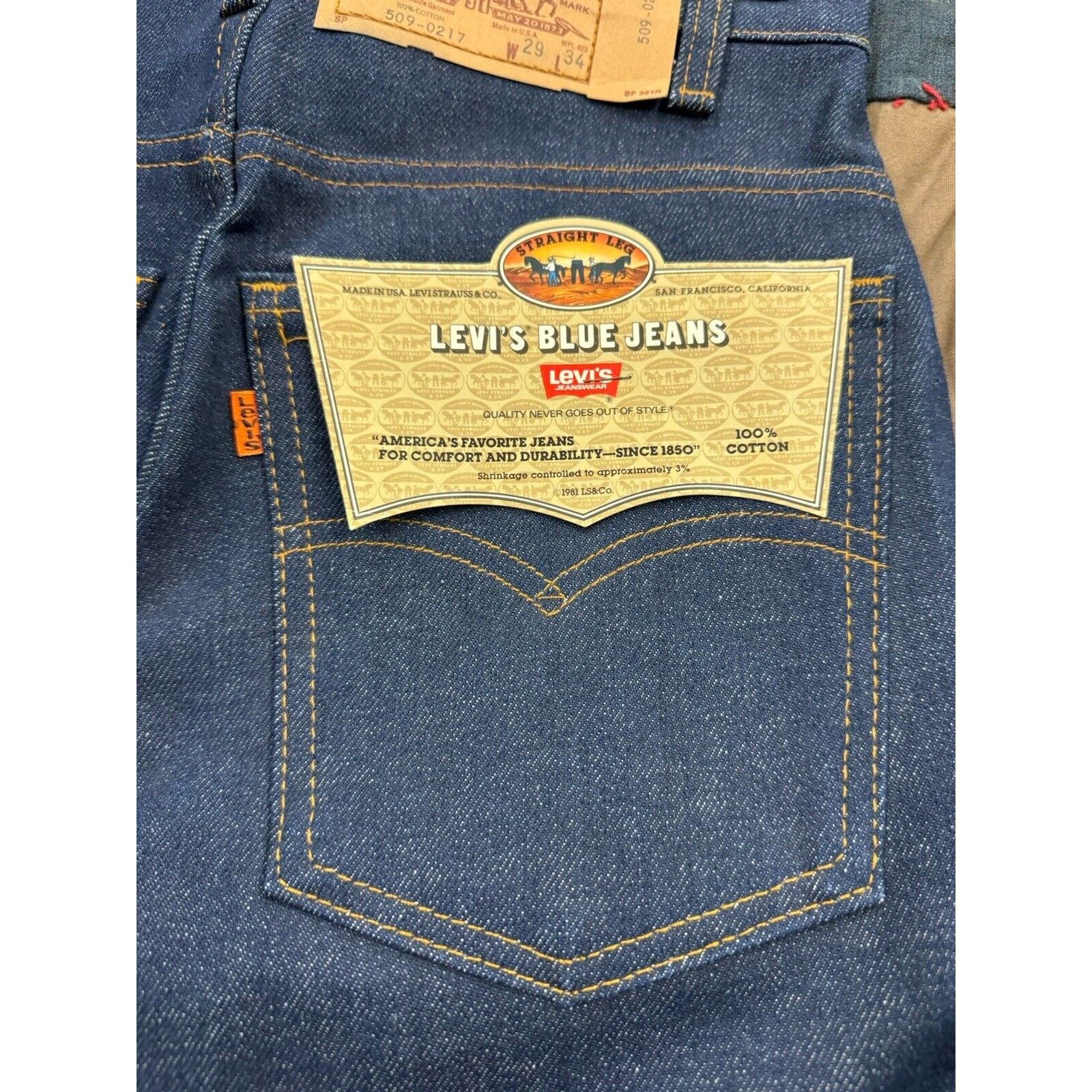 Deadstock True Vintage 70s Levi's 509 Blue Jeans W29 X L34