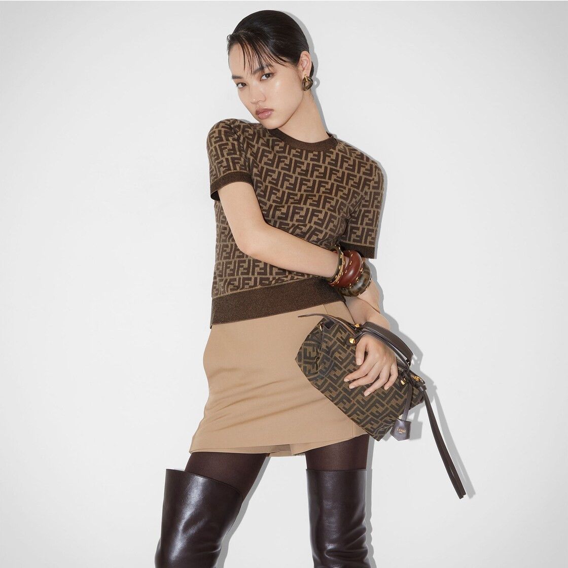 Fendi o1loc1c0126 Cappuccino Wool Pant-Skirt in Beige Size 27" / US 4 / IT 40 - 4 Thumbnail