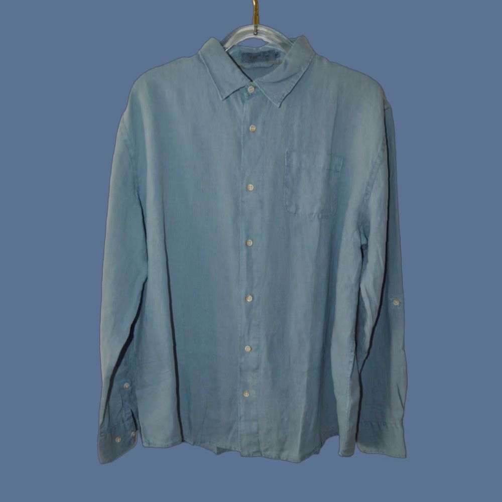 Vintage Short Fin Resort Wear Shirt Mens 3XL Blue Button Up Beach Linen NWOT Size US XXL / EU 58 / 5 - 1 Thumbnail