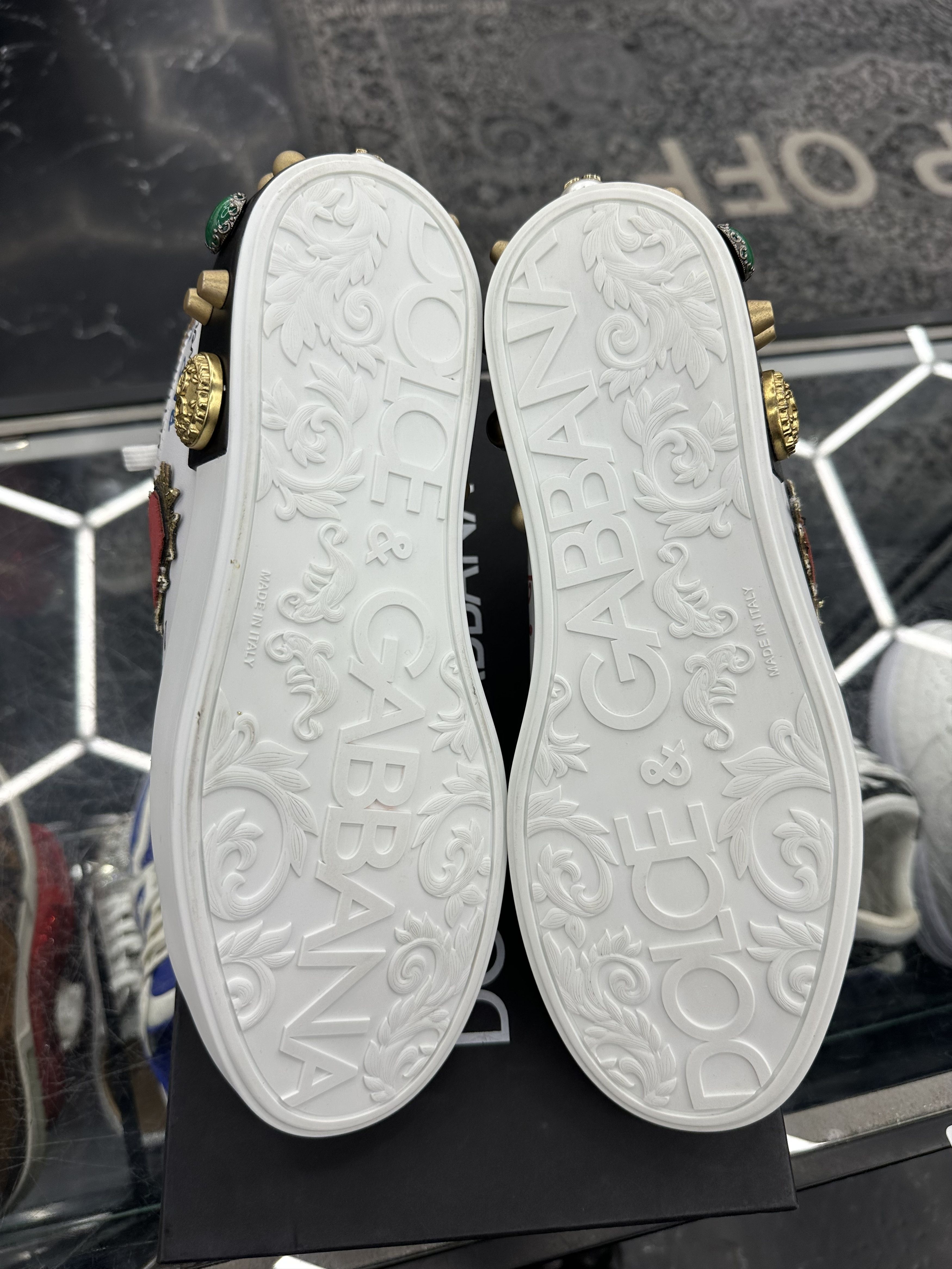 Dolce & Gabbana Portofino White DG Logo Heart Pearl Logo Graffiti Size US 10 / EU 43 - 7 Thumbnail