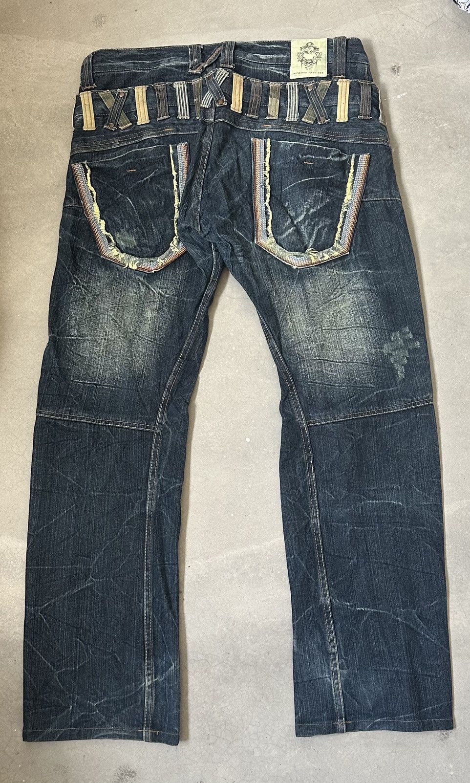 Japanese Brand MEMORY SPECIAL DOUBLE WAIST IF SIX DENIM PANT Size 37" - 11 Thumbnail