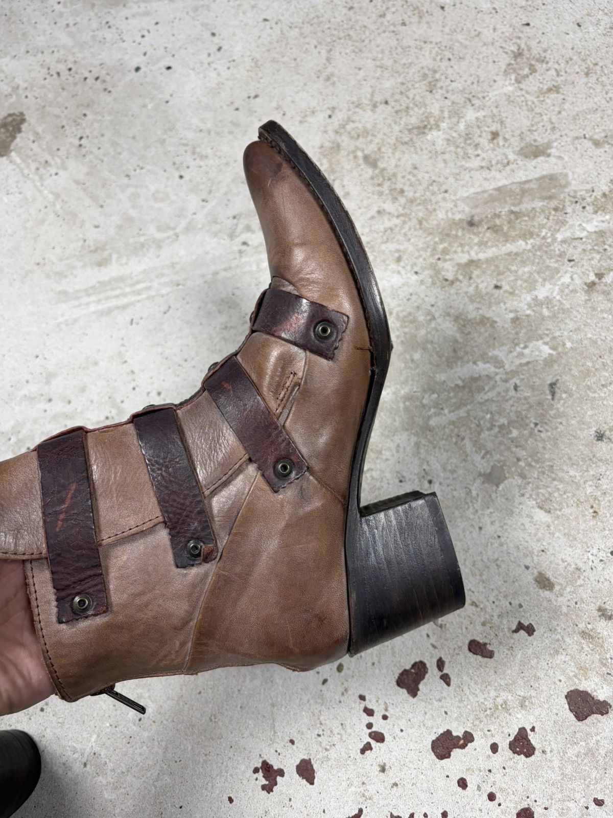 FREEBIRD Freebird by Steven Tate Stone Ankle Boots Buckle Leather Size US 7 / IT 37 - 14 Thumbnail