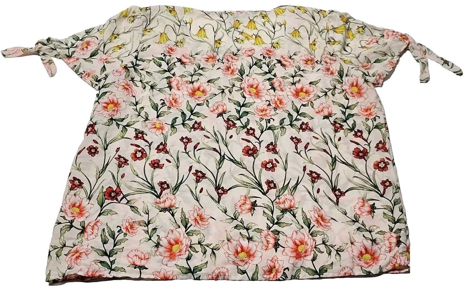 Other Luxology Womens XL Floral Blouse Cream Pink Lightweight Boho Size XL / US 12-14 / IT 48-50 - 2 Thumbnail