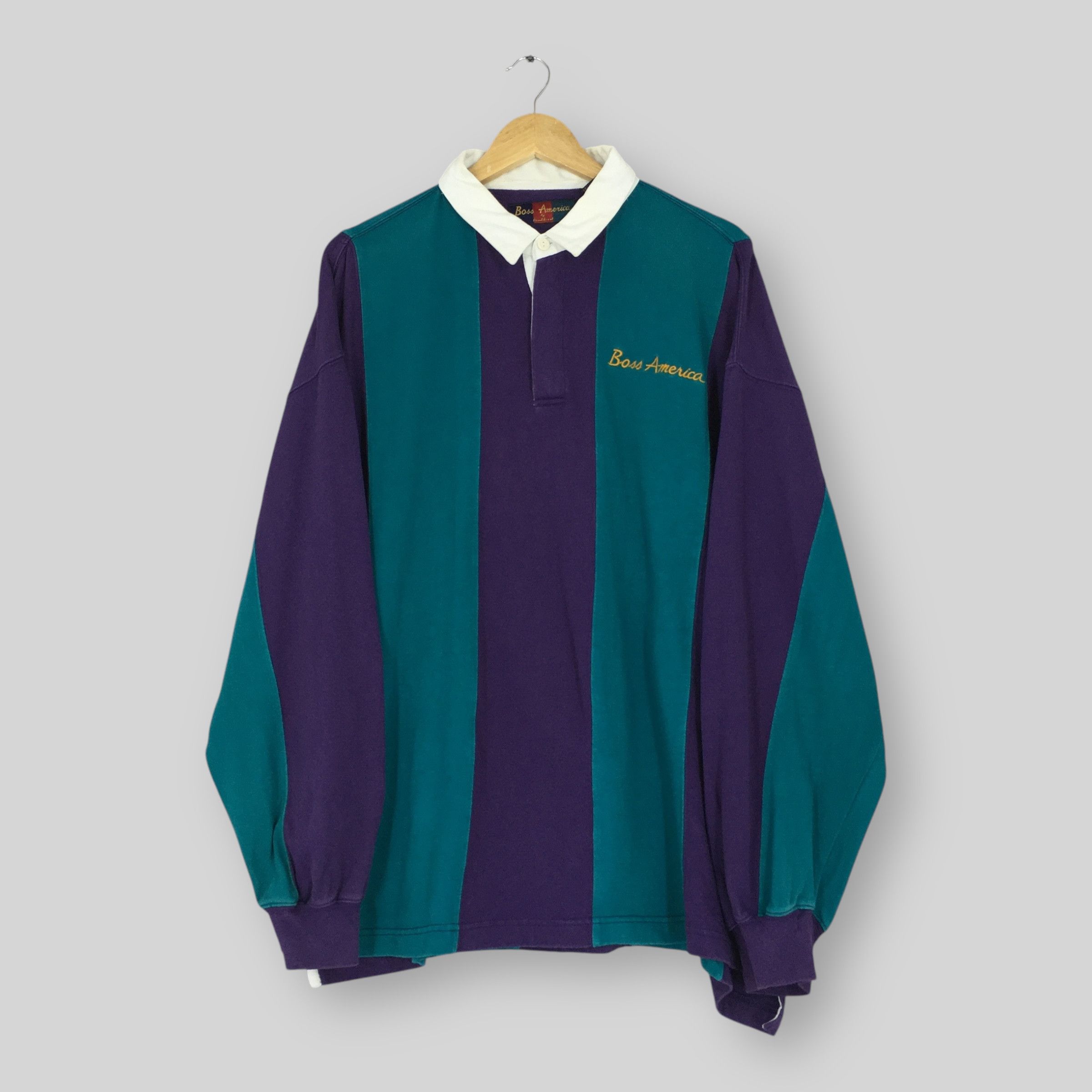 Hugo Boss Vintage Boss America Vertical Striped Rugby Shirt XLarge Size US XL / EU 56 / 4 - 1 Thumbnail