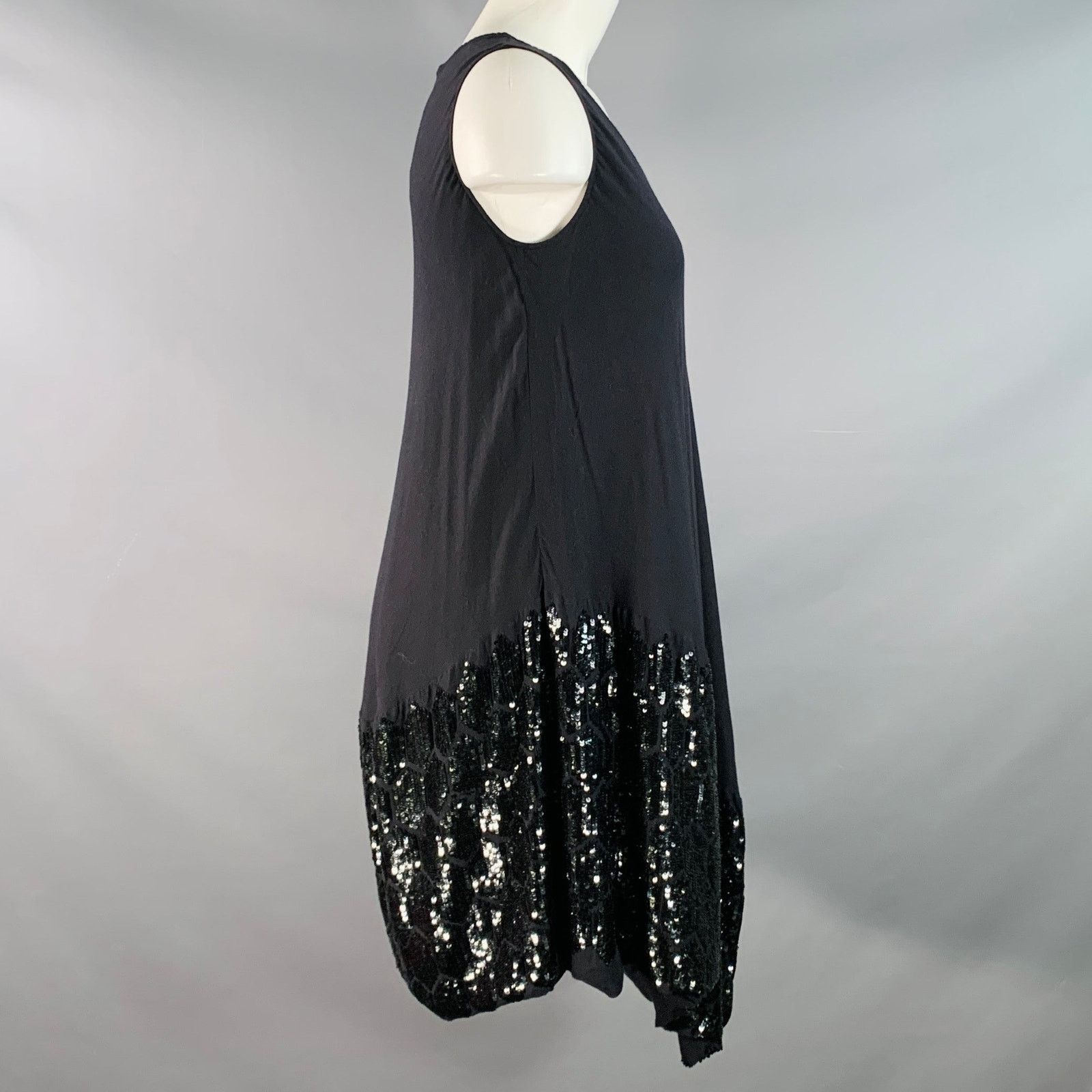Peachoo + Krejberg PEACHOO+KREJBERG Black Cotton Sequined Midi Dress Size S / US 4 / IT 40 - 3 Thumbnail