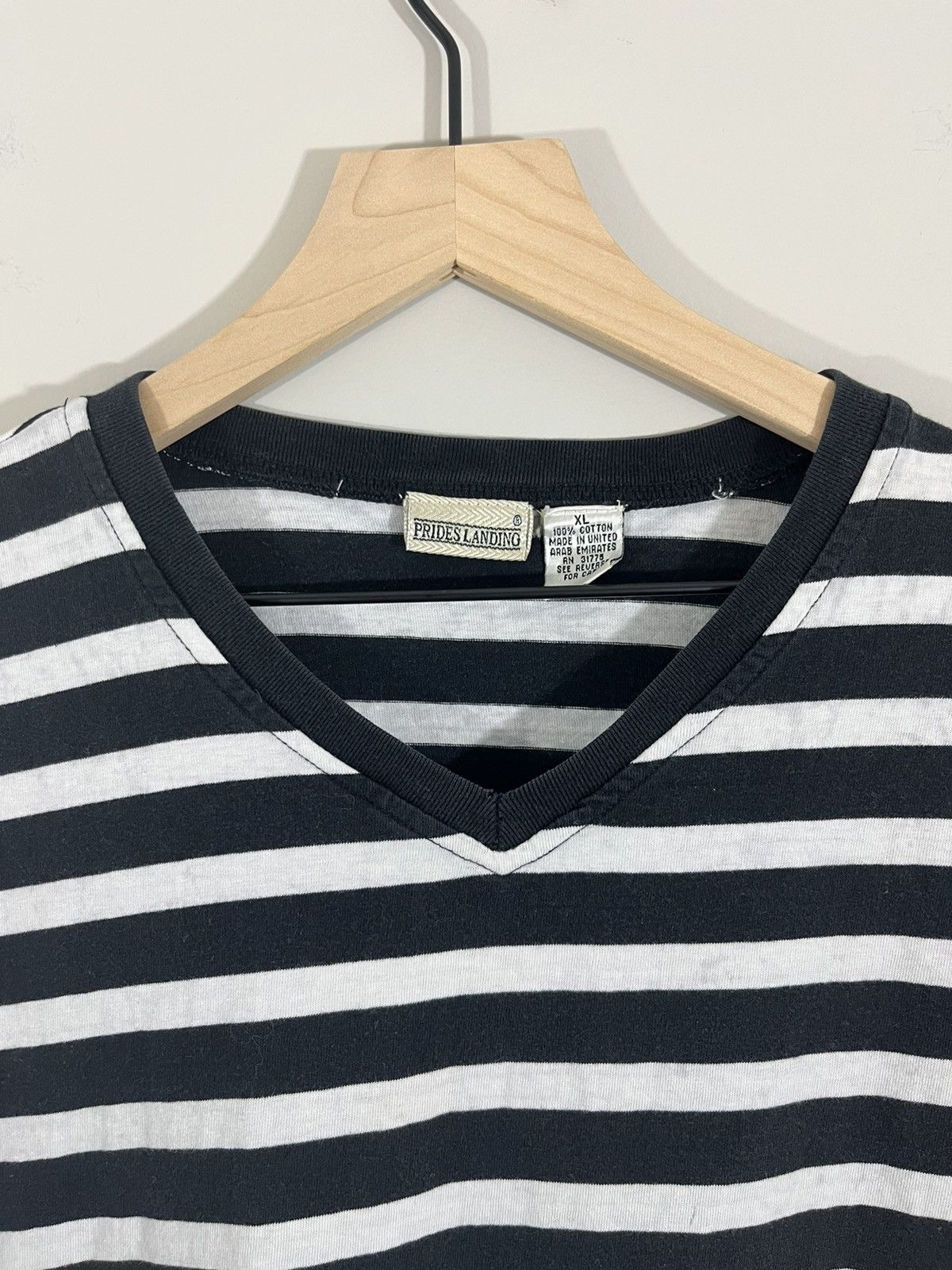 Vintage Basic Blank Prisoner Stripe V Neck Y2K Tee Size US XL / EU 56 / 4 - 3 Thumbnail