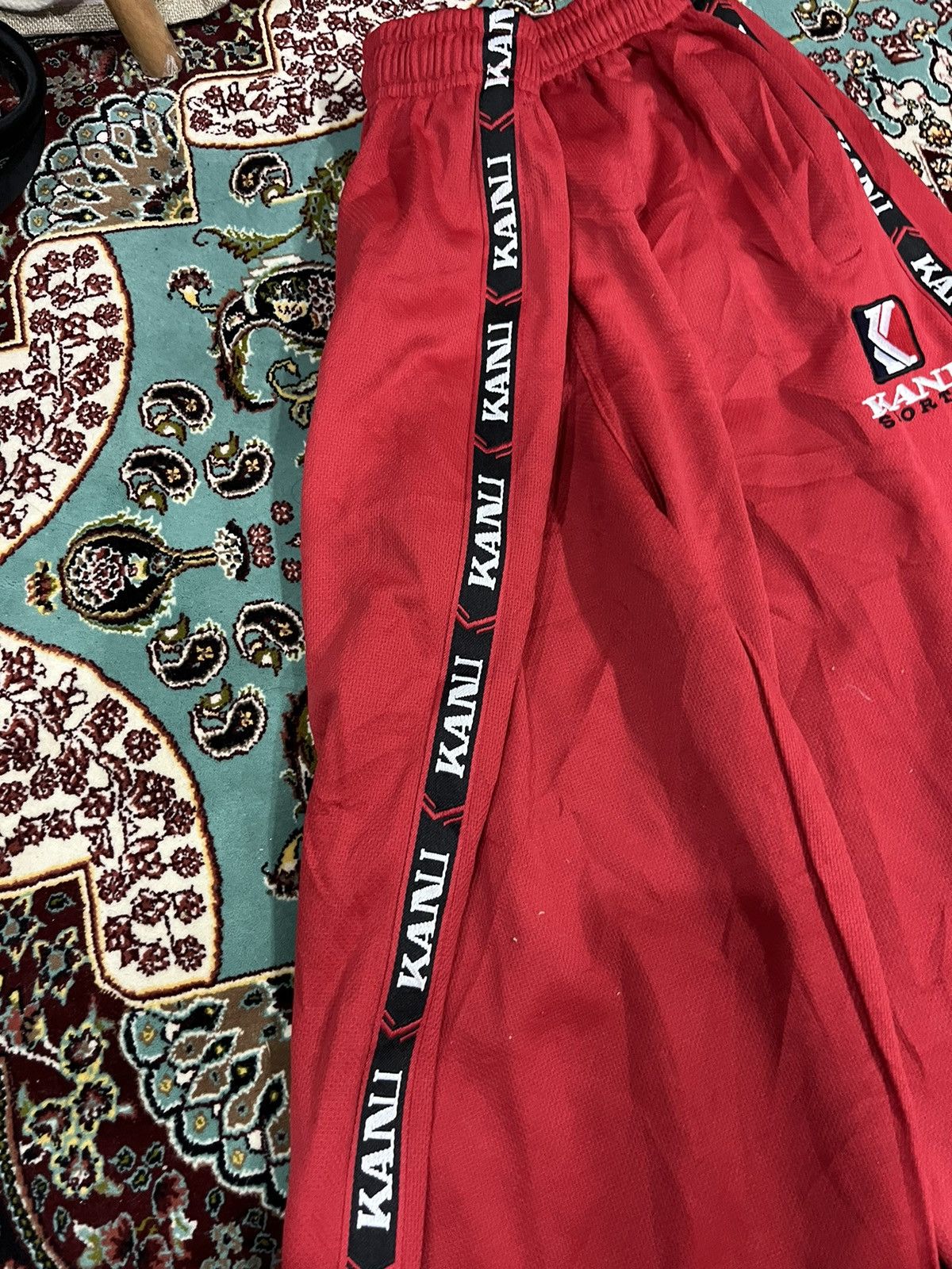 Karl Kani 💥Vintage 90s Culture Karl Kani Red Large Sweatpants Size US 34 / EU 50 - 7 Thumbnail