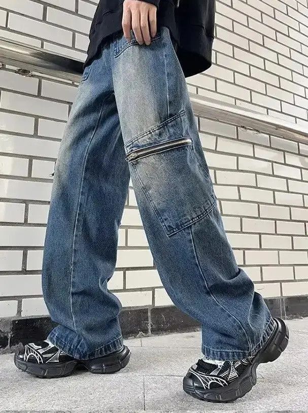 Japanese Brand Harajuku Wide Leg Cargo Jeans Size US 32 / EU 48 - 3 Thumbnail