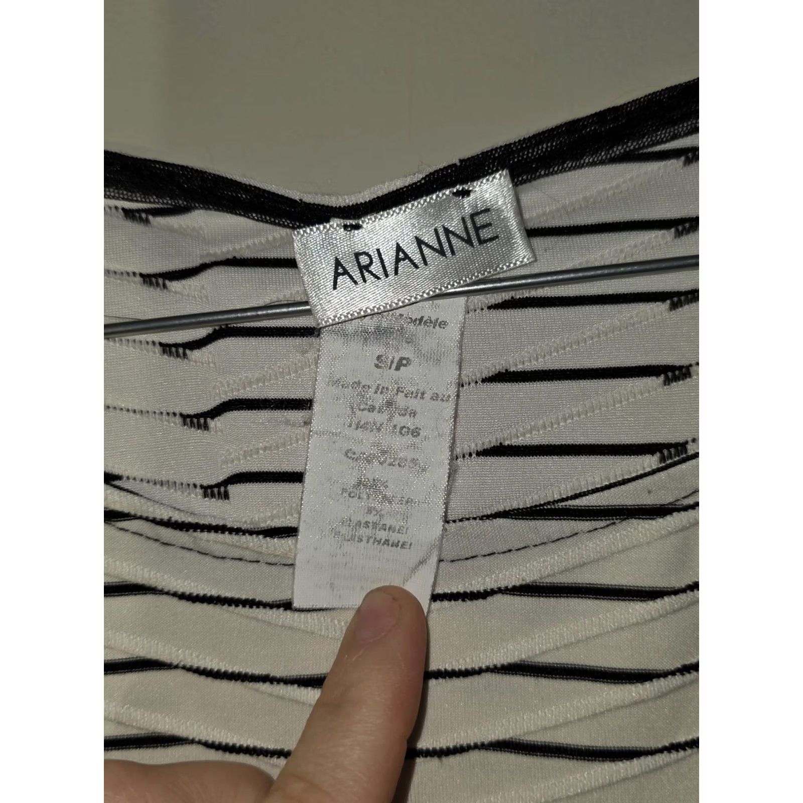 Vintage Ariane Sheath Dress Women's S White Black Striped Sleeveless Crew Neck Polyester Knee Length Casual Summer Pullover Machine Washable Size S / US 4 / IT 40 - 3 Thumbnail