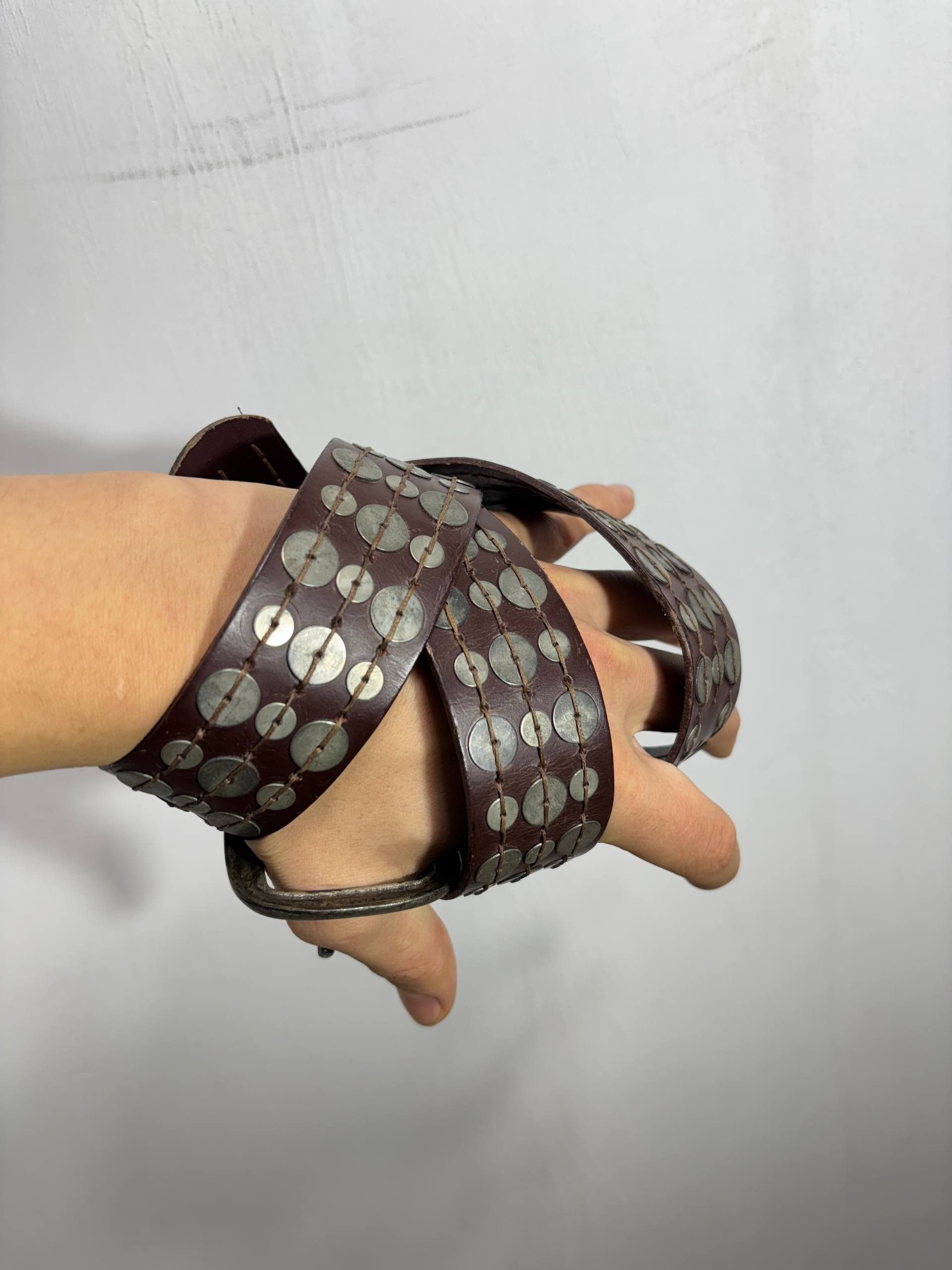 Japanese Brand VTG Japanese B.B.Simon Type! Streetwear Leather Buttons Belt Size 32 - 3 Thumbnail
