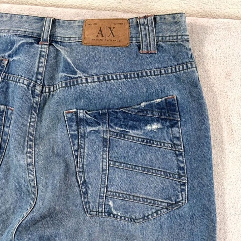 Armani Exchange VINTAGE Armani Exchange Jeans Mens Blue Wash Denim 34x32 Distressed Size US 34 / EU 50 - 4 Thumbnail