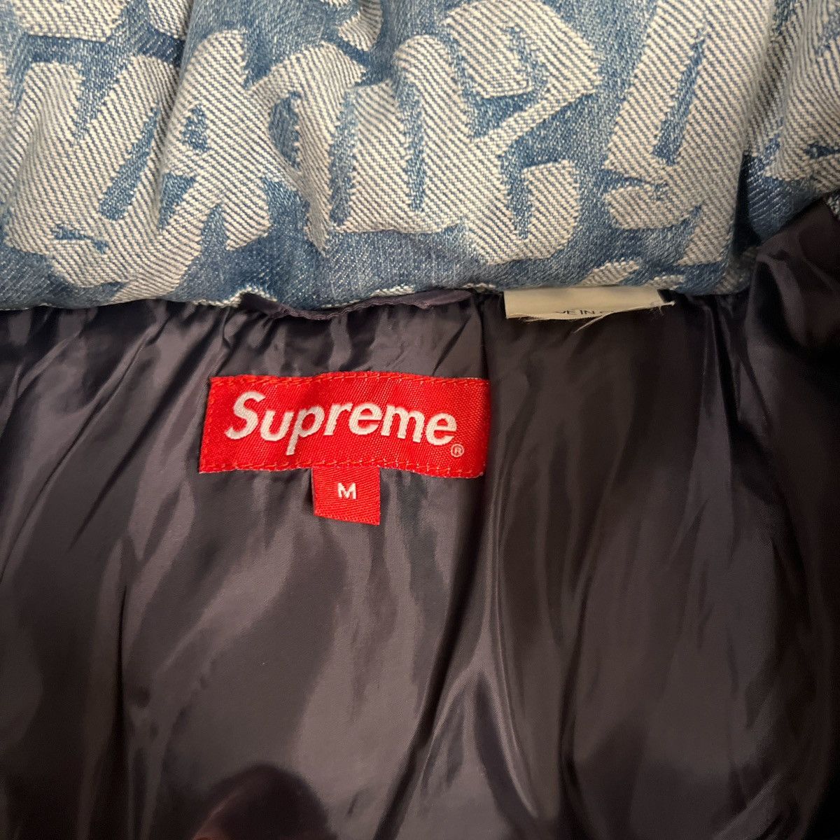 Supreme Supreme Fat Tip Jacquard Denim Puffer Jacket | Grailed