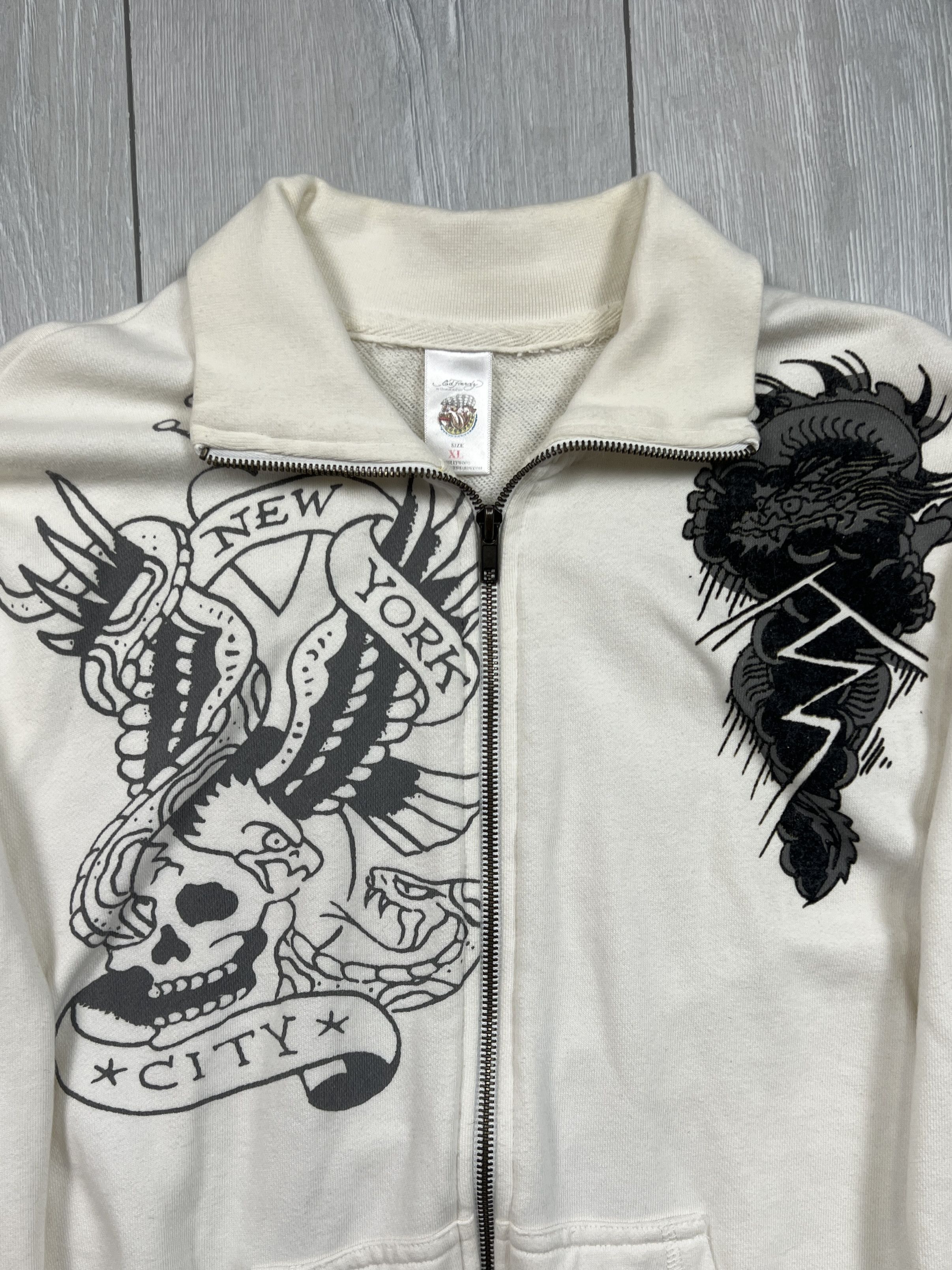 Ed Hardy Ed Hardy Made in USA Tattoo Printed Zip Sweatshirt Size US XL / EU 56 / 4 - 3 Thumbnail