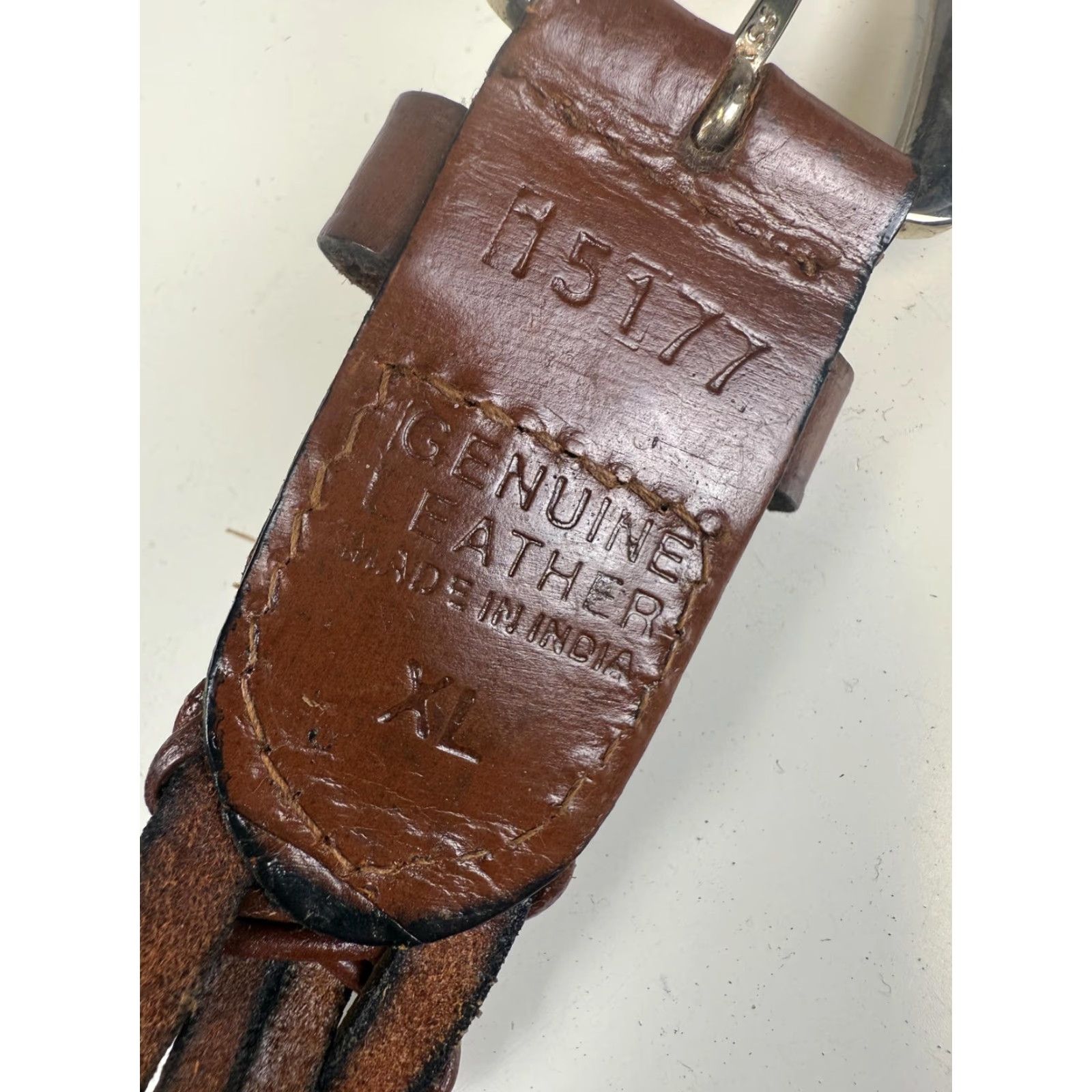 Vintage VINTAGE Belt Men XL 42" Genuine Leather Silver Brass Hardware Brown One size Regular Mens Size ONE SIZE - 3 Thumbnail