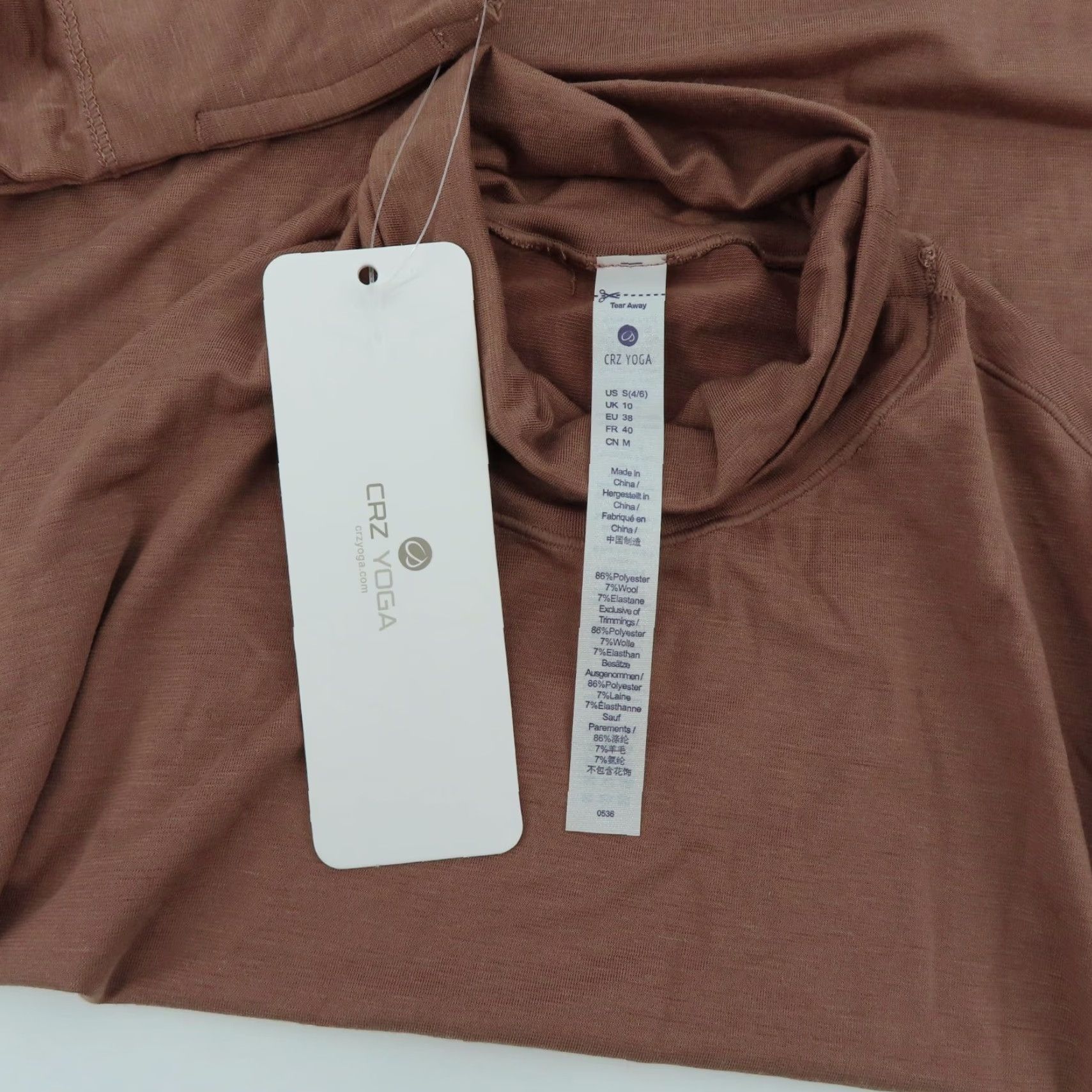 Vintage CRZ Yoga Shirt Long Sleeve Turtleneck Brown Womens Small 4/6 Thumb Holes NEW Size S / US 4 / IT 40 - 6 Thumbnail