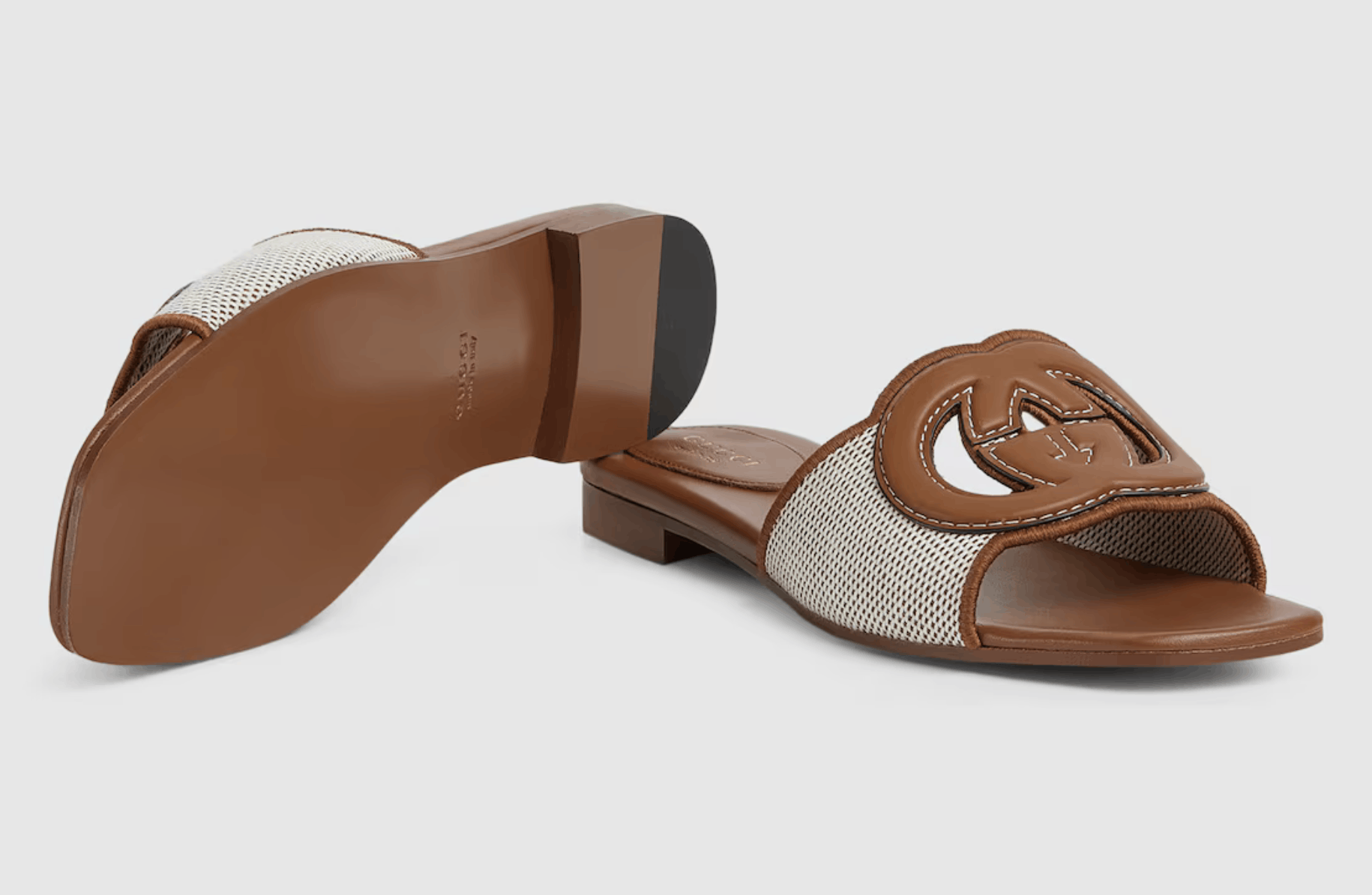 Gucci Gucci GG Interlocking Logo Brown Flat Slide Sandal 42 Size US 12 / IT 42 - 14 Thumbnail