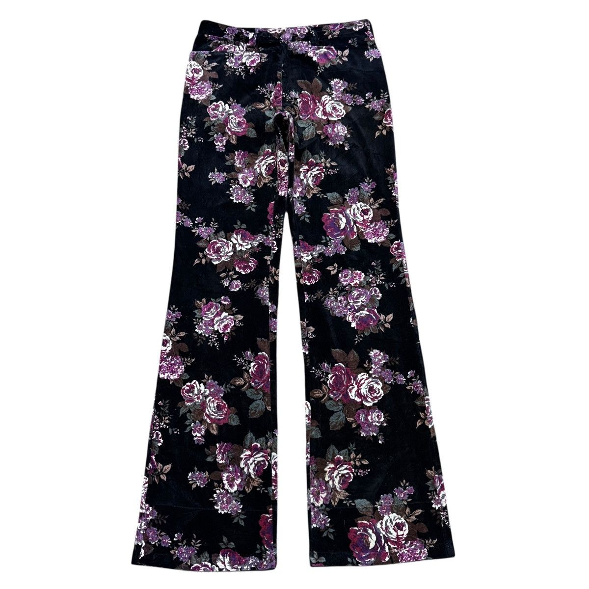 Tornado Mart Velvet Floral Flare Pants