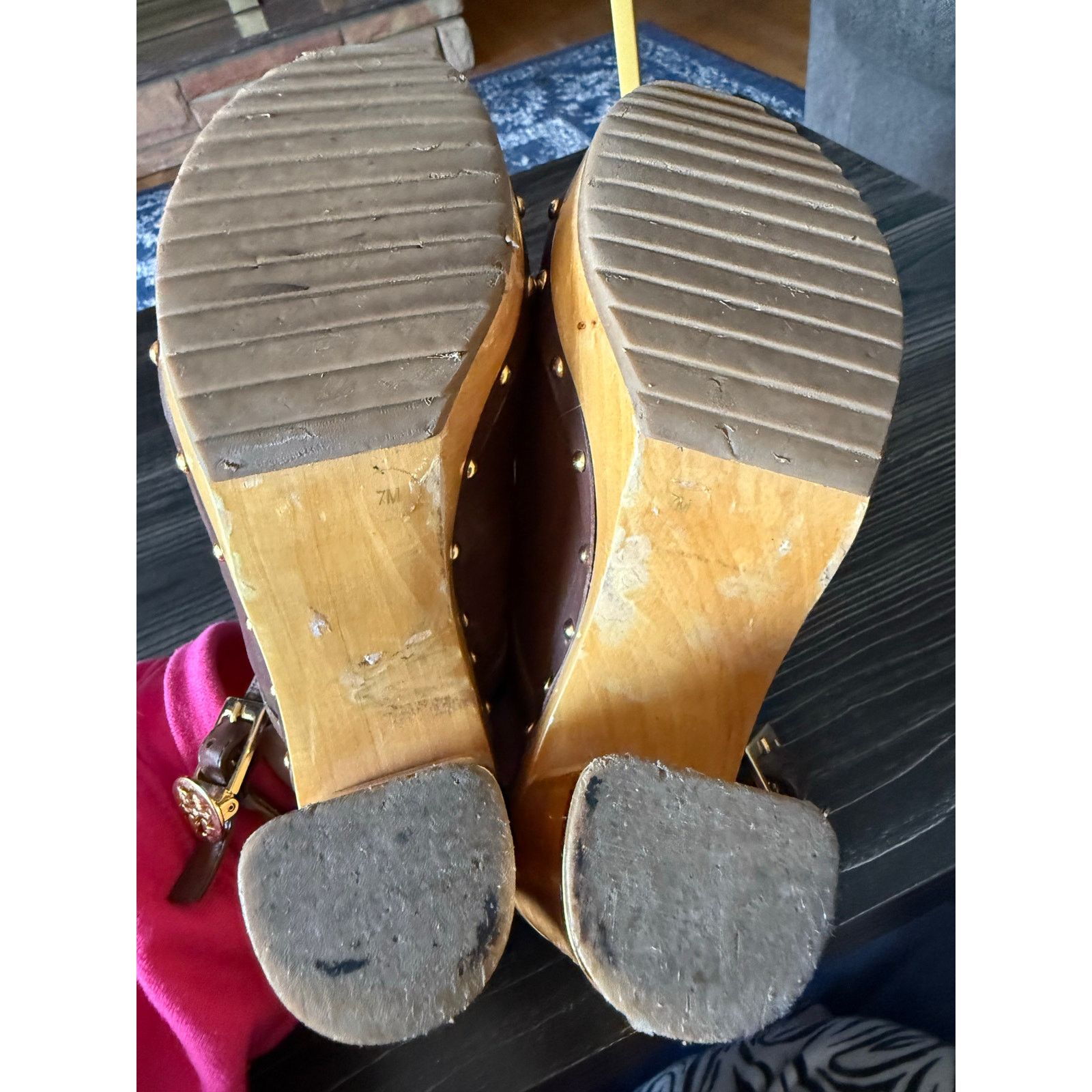 Tory Burch Tory Burch Brayden Leather Logo Slingback Wood Clog Sz. 7 Size US 7 / IT 37 - 3 Thumbnail