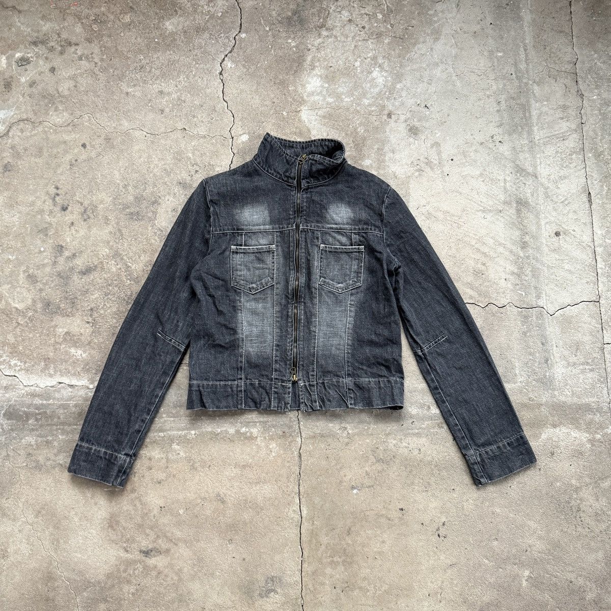 Mexx × Vintage Vintage Y2K Mexx Denim Gray Zip Jacket Size XS / US 0-2 / IT 36-38 - 1 Thumbnail