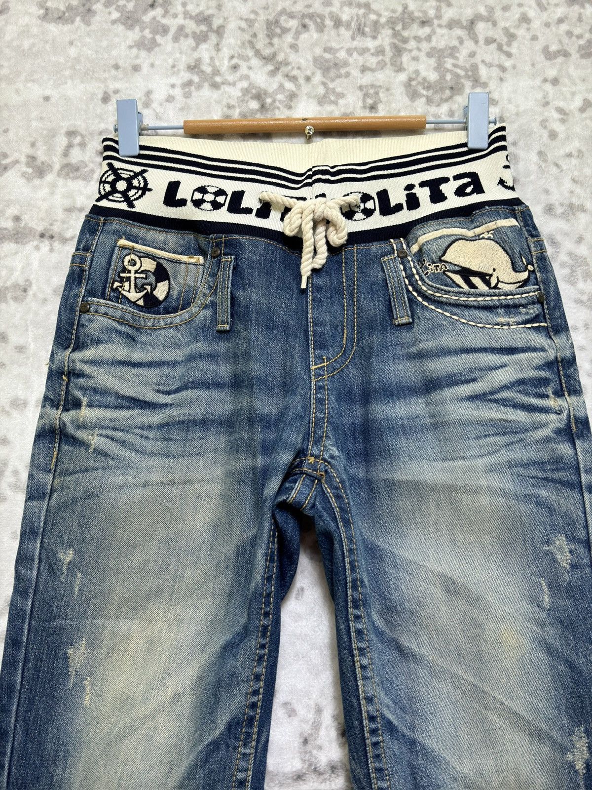 Hysteric Glamour Vintage Lolita Whale Tail Embroidery Waistband Denim Jeans Size US 28 / EU 44 - 3 Thumbnail