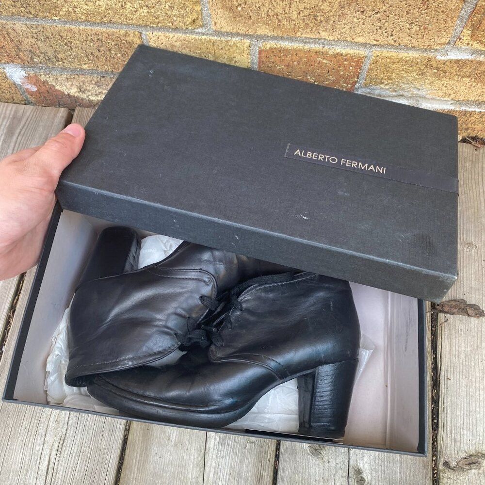 Alberta Ferretti × Vintage Vintage Alberto Fermani Lace Up Bootie Black Size 6 Size US 6 / IT 36 - 4 Thumbnail