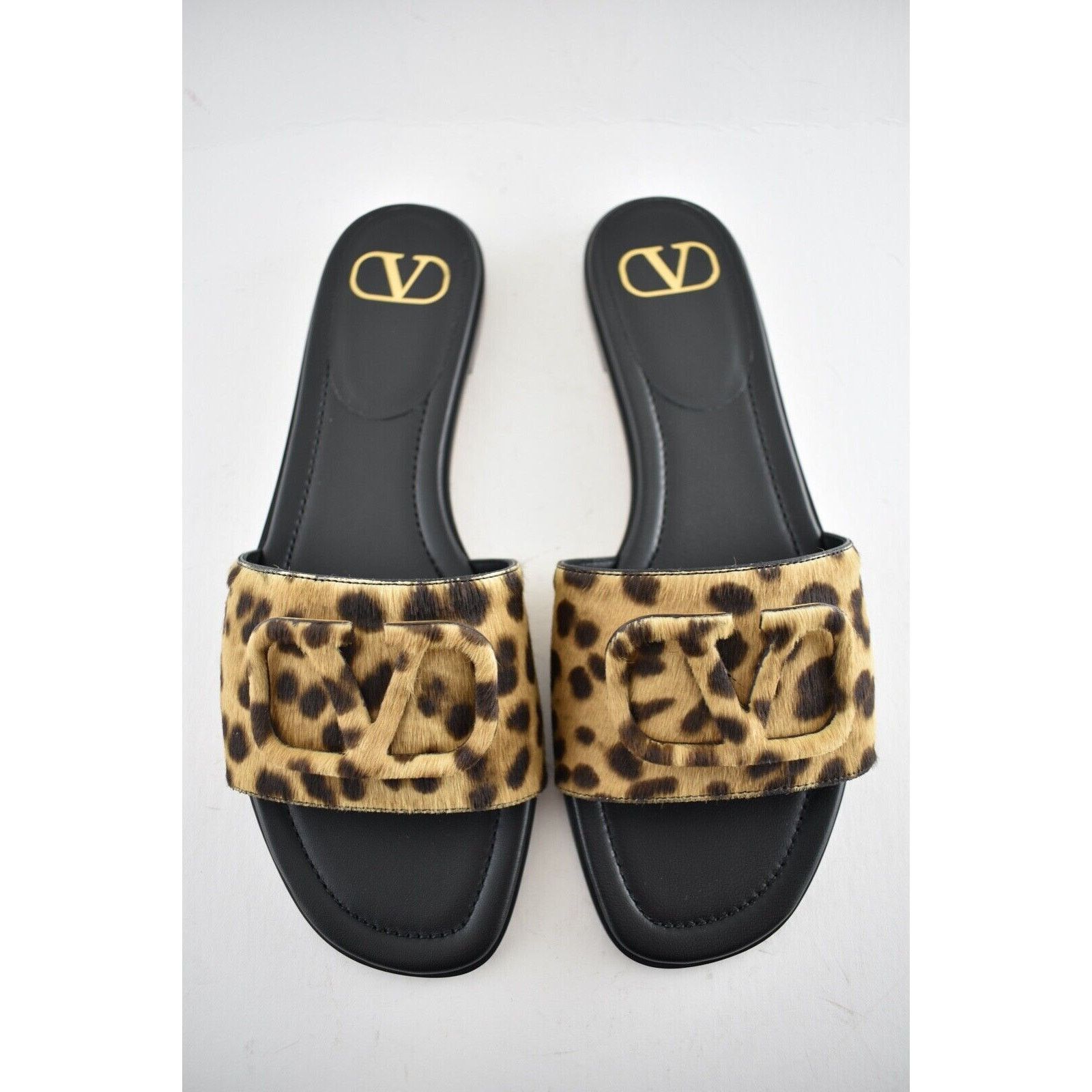 Valentino Valentino V Logo Leopard Black Brown Pony Fur Slides Mule Size US 9 / IT 39 - 7 Thumbnail