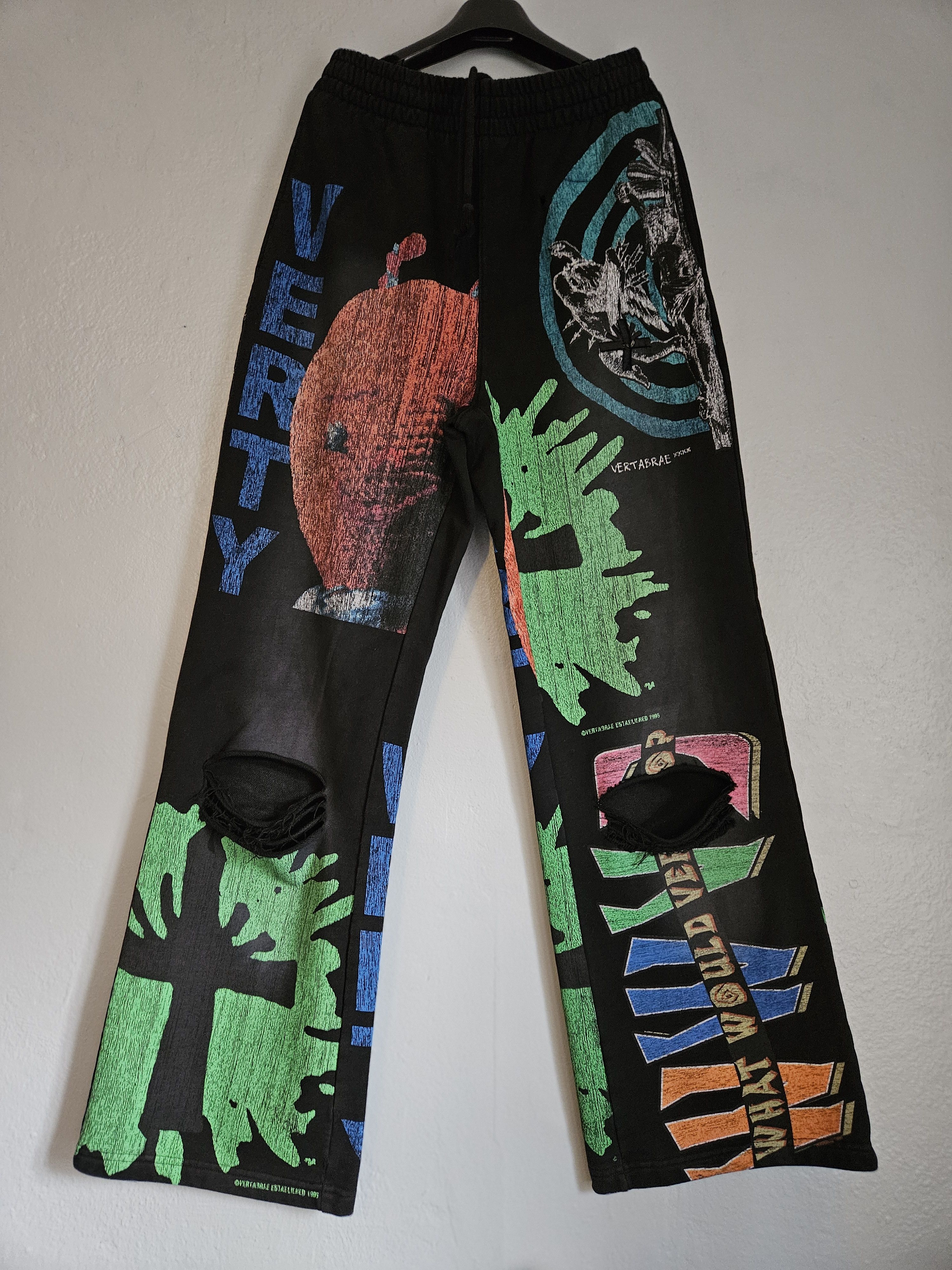 Vertabrae Montage Oversized Distressed Black Sweatpants Size US 28 / EU 44 - 1 Thumbnail