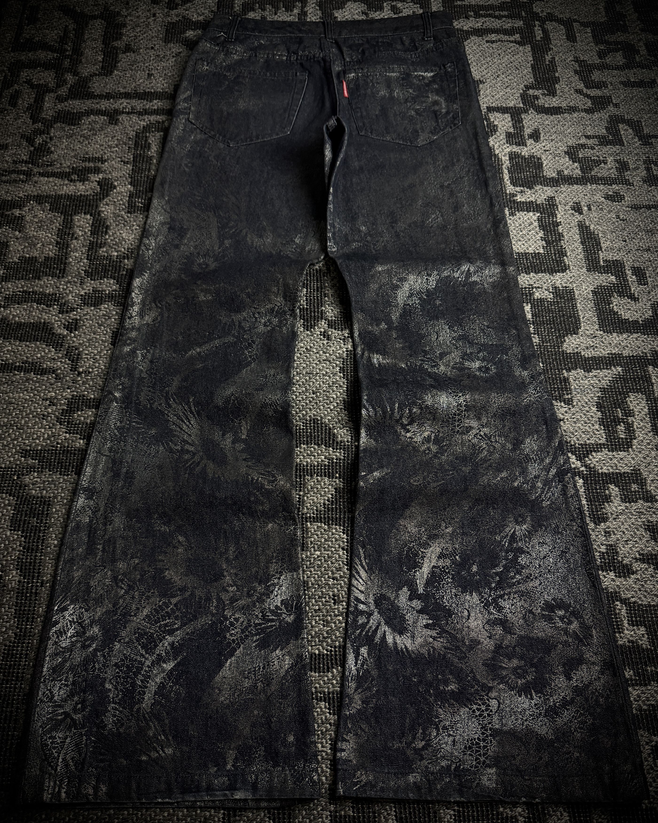 Tornado Mart Tornado Mart Metallic Floral Foil Print Flared Pants Size US 28 / EU 44 - 6 Thumbnail