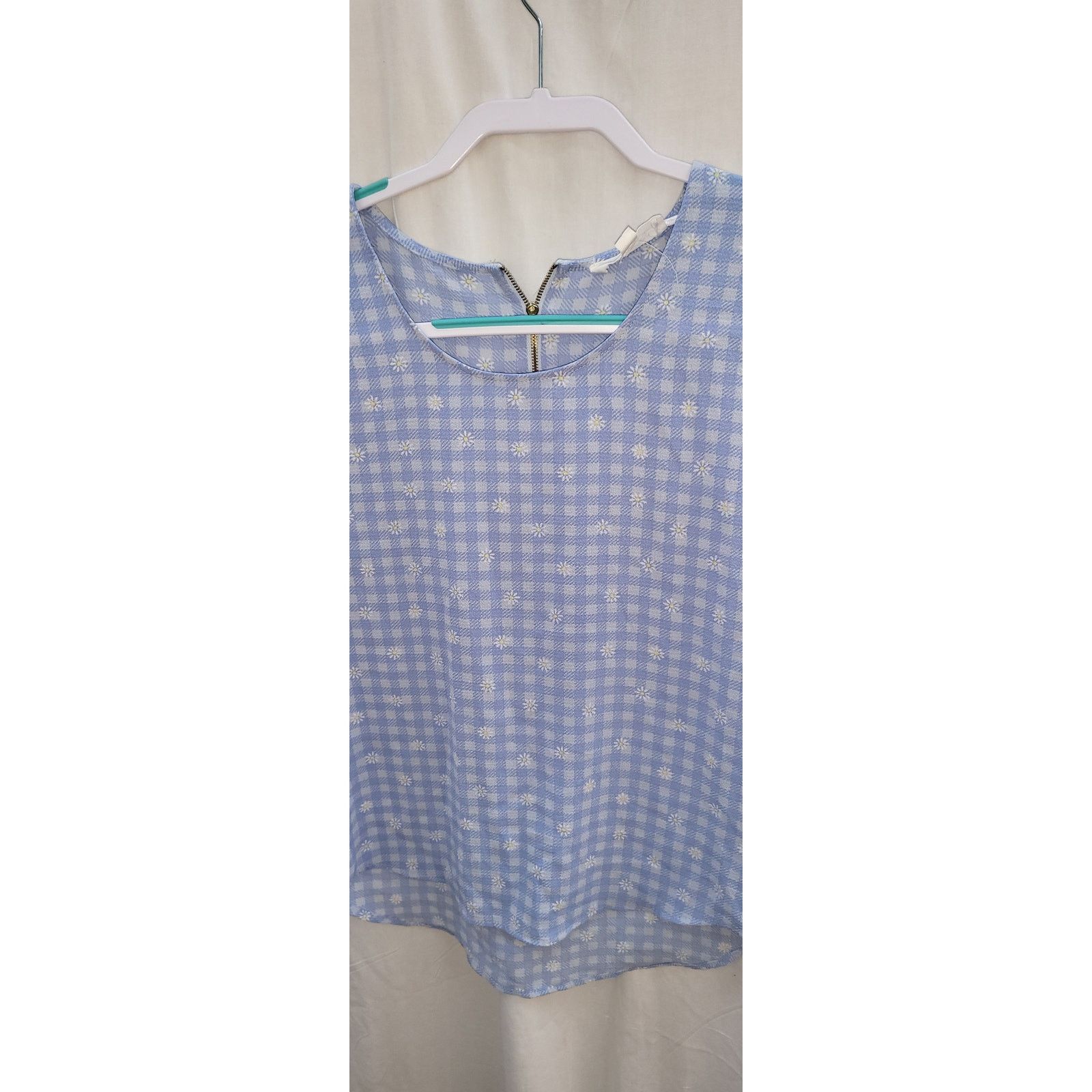 Other Pink Rose Blue White Checkered Blouse Size Small Size S / US 4 / IT 40 - 2 Thumbnail