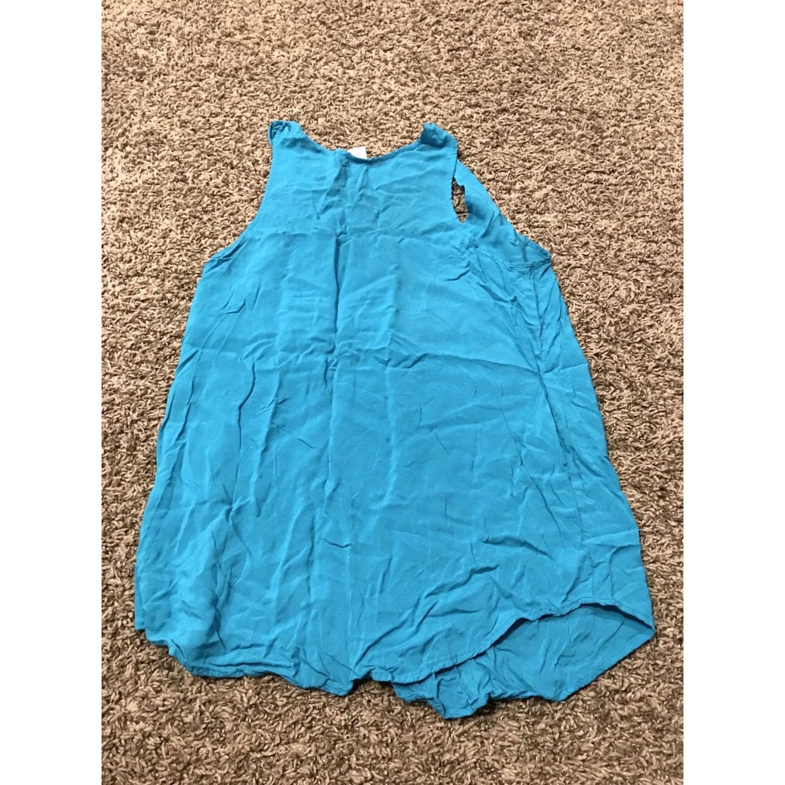 Vintage BP Womens Tank Top XS Teal Rayon Round Neck Sleeveless A32 Bohemian Basic Pattern Solid Regular)* Size XS / US 0-2 / IT 36-38 - 3 Thumbnail