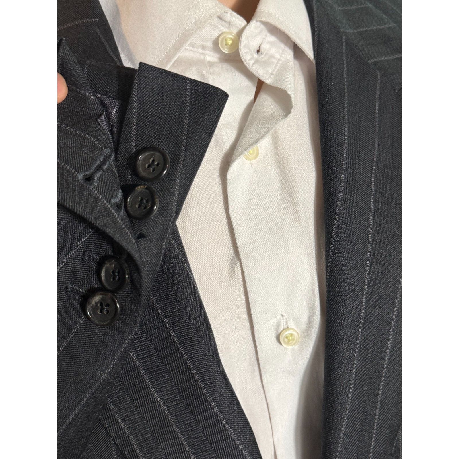 Tom Ford Tom Ford Gray Herringbone Peak Lapel Suit Jacket 46IT 38R Size 38R - 7 Thumbnail
