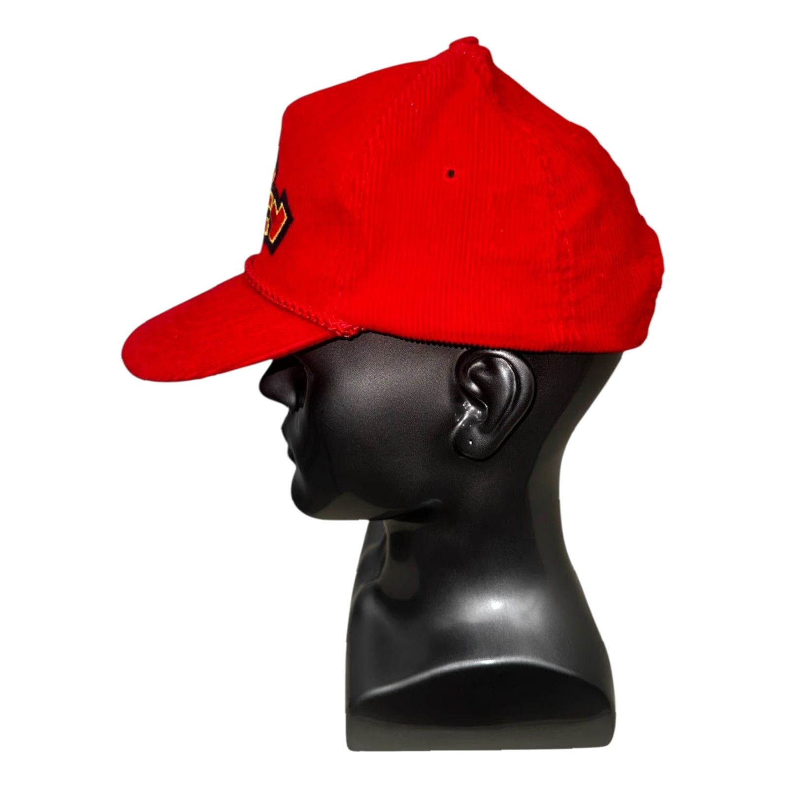 Disney VINTAGE Dick Tracy Hat Disney Corduroy Snapback Mens Cap Movie Promo 1990 Adjustable Red Cotton Corduroy Disney Vintage Men Cap Mens Size ONE SIZE - 3 Thumbnail
