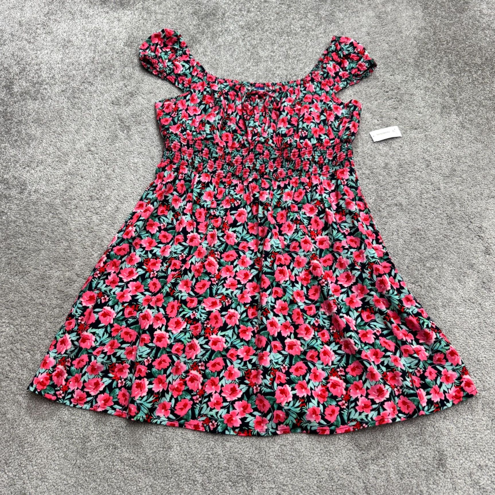 Old Navy Old Navy Smocked Aline Mini Dress Womens L Pink Floral Elastic Summer NWT Size L / US 10 / IT 46 - 2 Thumbnail