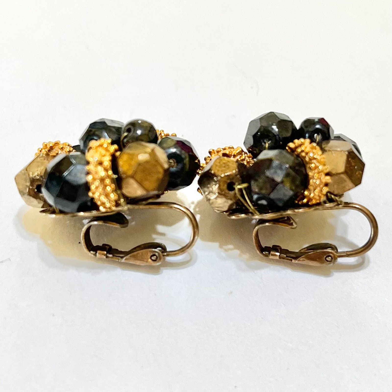 Vintage Vintage Laguna Black Gold Glass Beaded Clip-On Earrings Size ONE SIZE - 6 Thumbnail