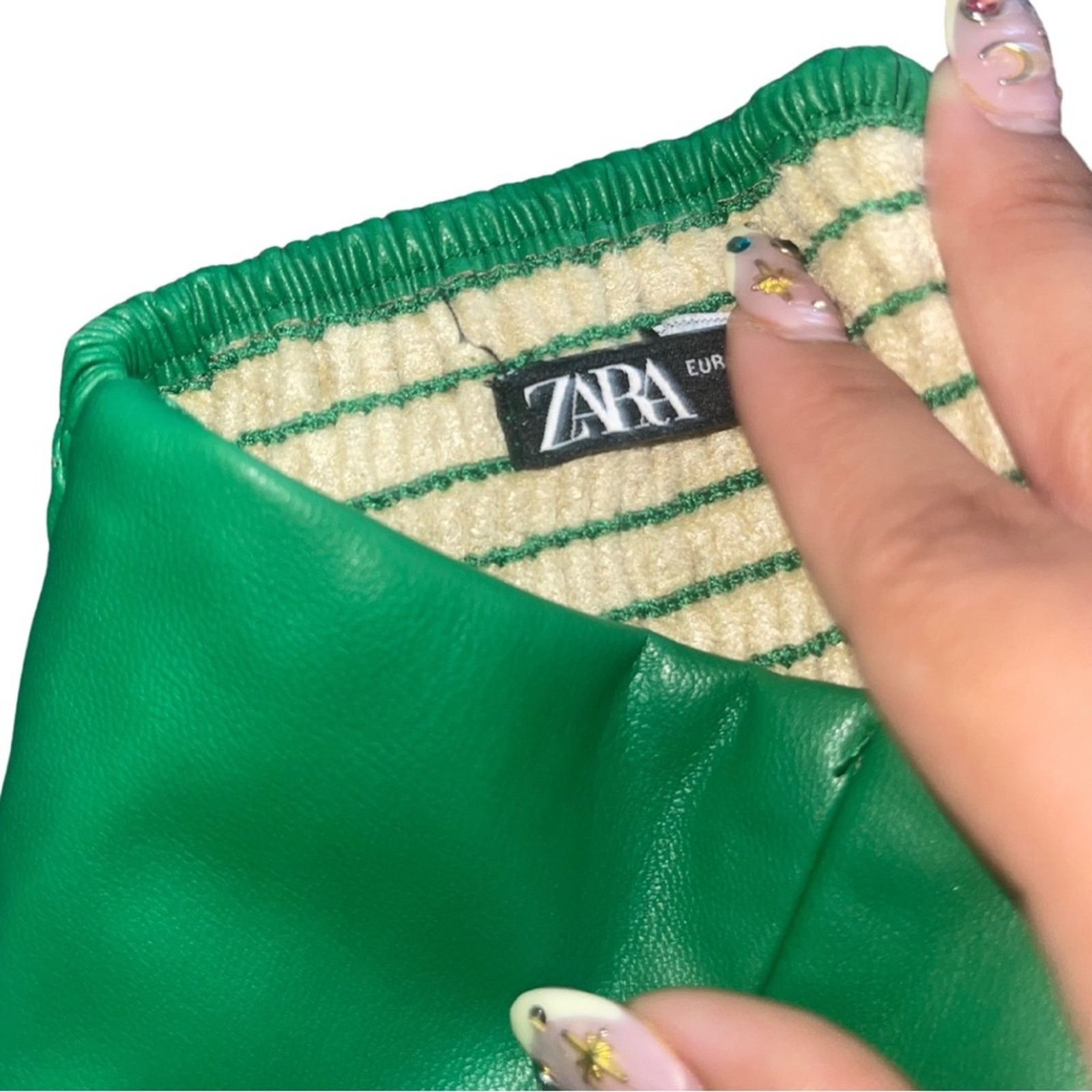 Zara Green Faux leather corset strapless top XS Smoked Y2K Chic Size XS / US 0-2 / IT 36-38 - 3 Thumbnail