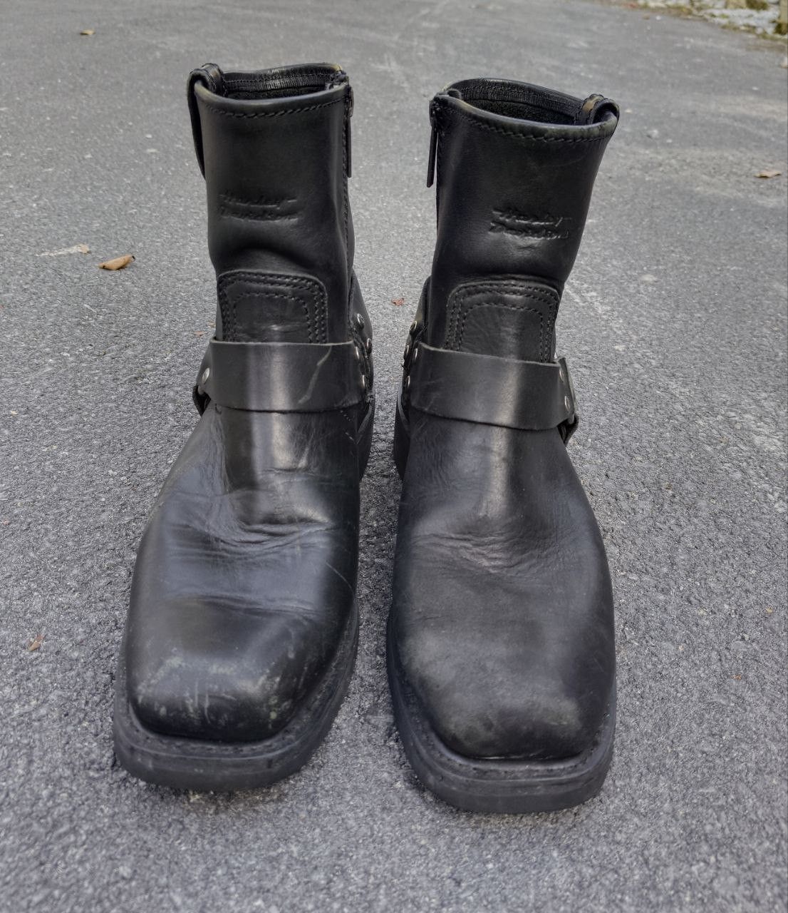 Harley Davidson × Leather HARLEY DIVIDSON LEATHER RING CHEALSEA BOOTS ZIPPER Size US 7.5 / IT 37.5 - 1 Thumbnail