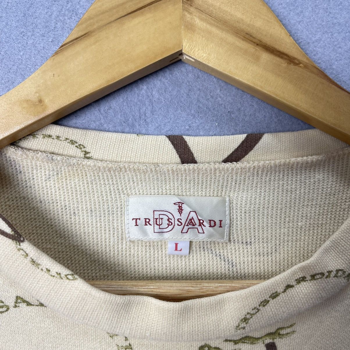 Trussardi Vintage Trussardi Monogram Pattern Sweatshirt Cream Beige Size L / US 10 / IT 46 - 7 Thumbnail
