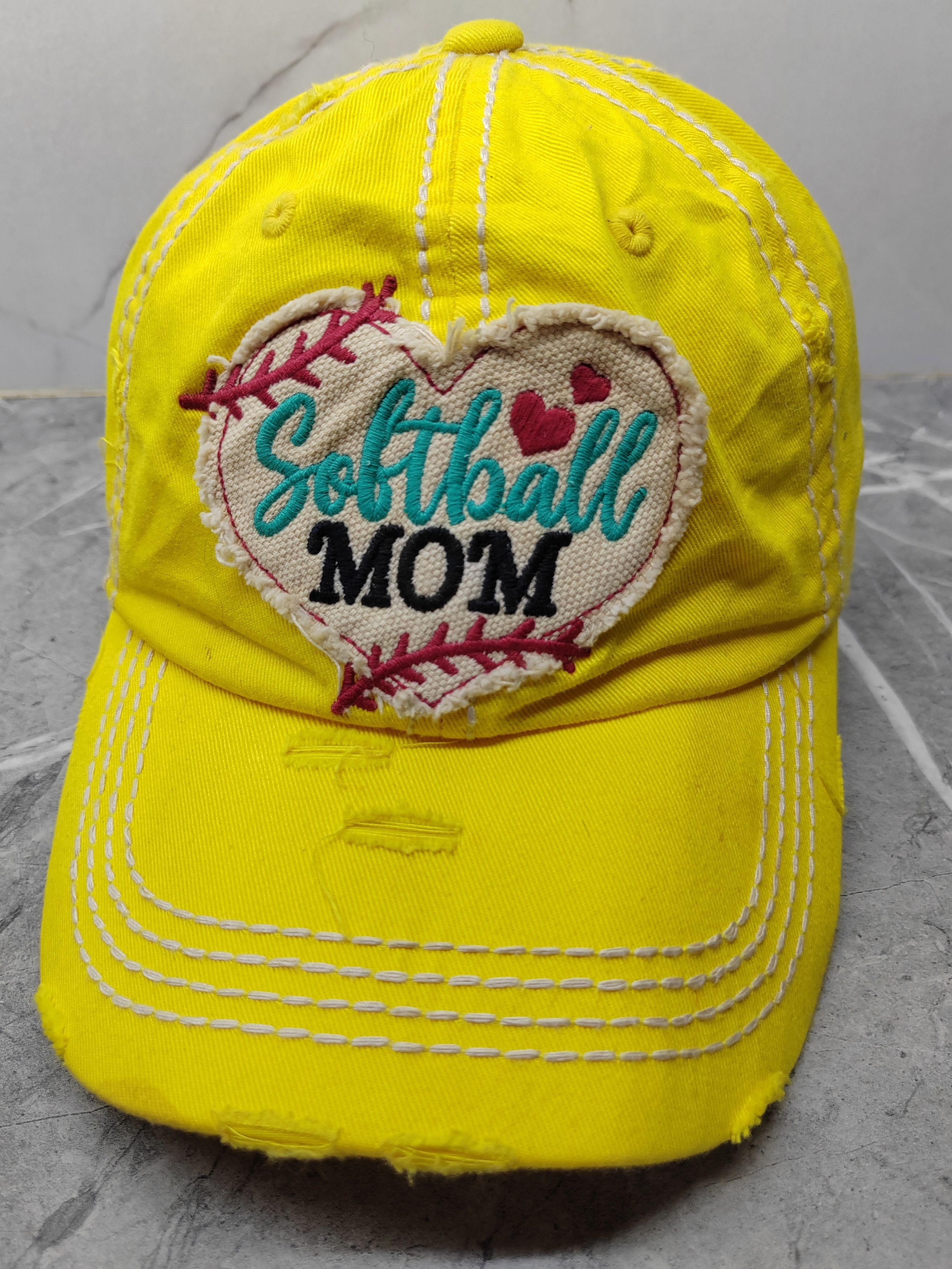Japanese Brand Vintage Softball Mom Distressed Style Cap Hat Size ONE SIZE - 1 Thumbnail