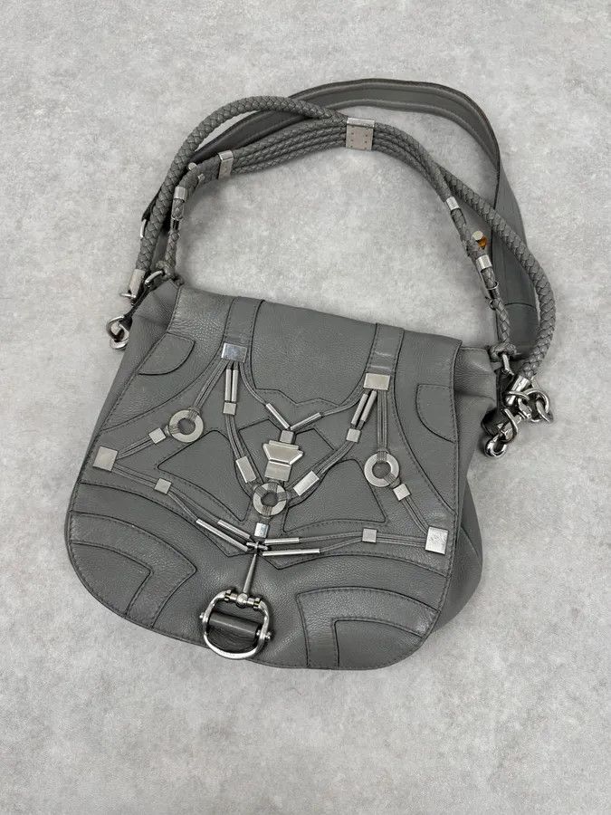 Gucci SS2010 Gucci Runway Techno Horsebit Grey Leather Hobo Bag by Frida Giannini Size ONE SIZE - 3 Thumbnail
