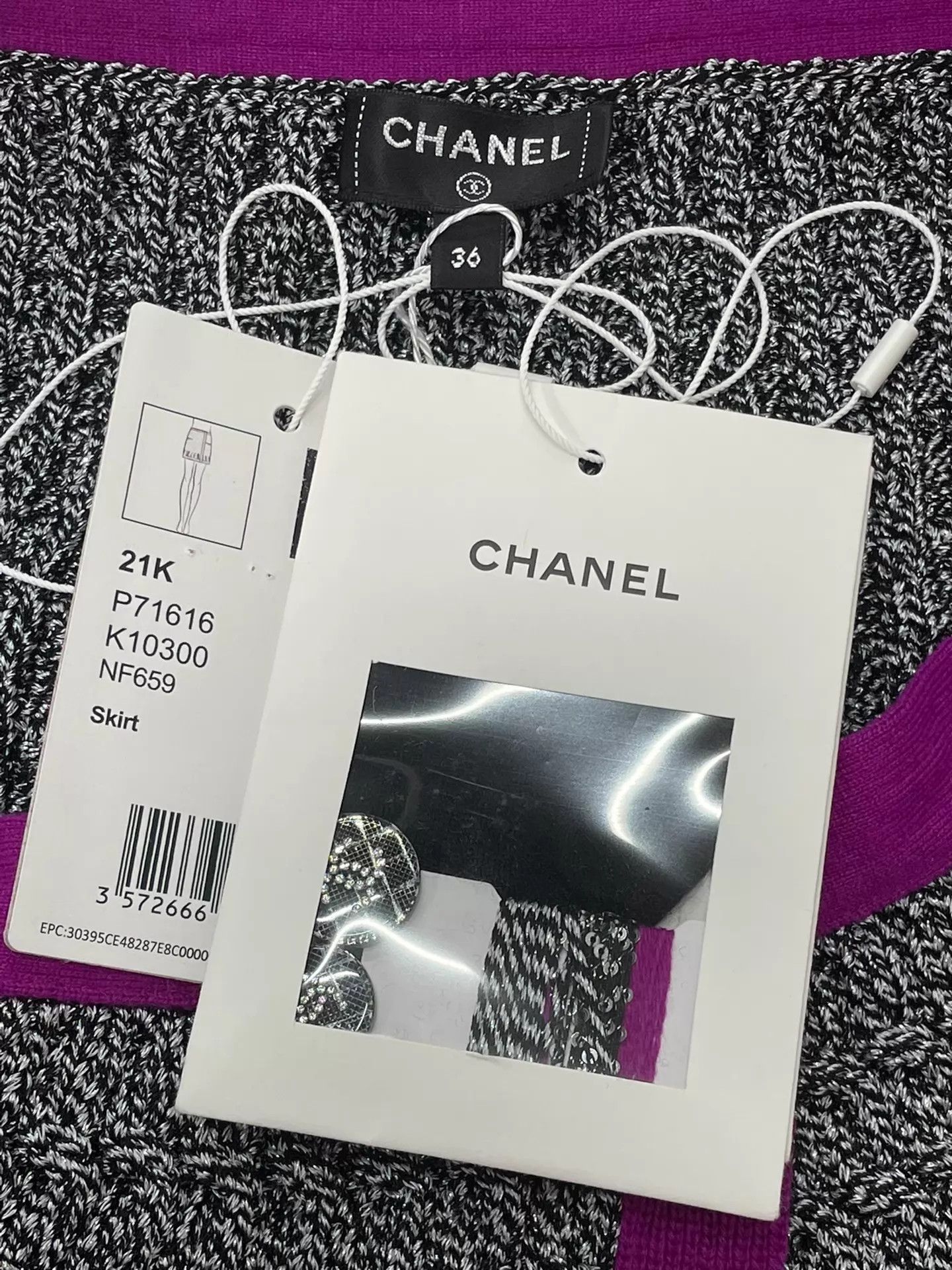 Chanel Chanel Purple-Gray Sequin Color-Blocked Skirt 38 Size 27" / US 4 / IT 40 - 4 Thumbnail